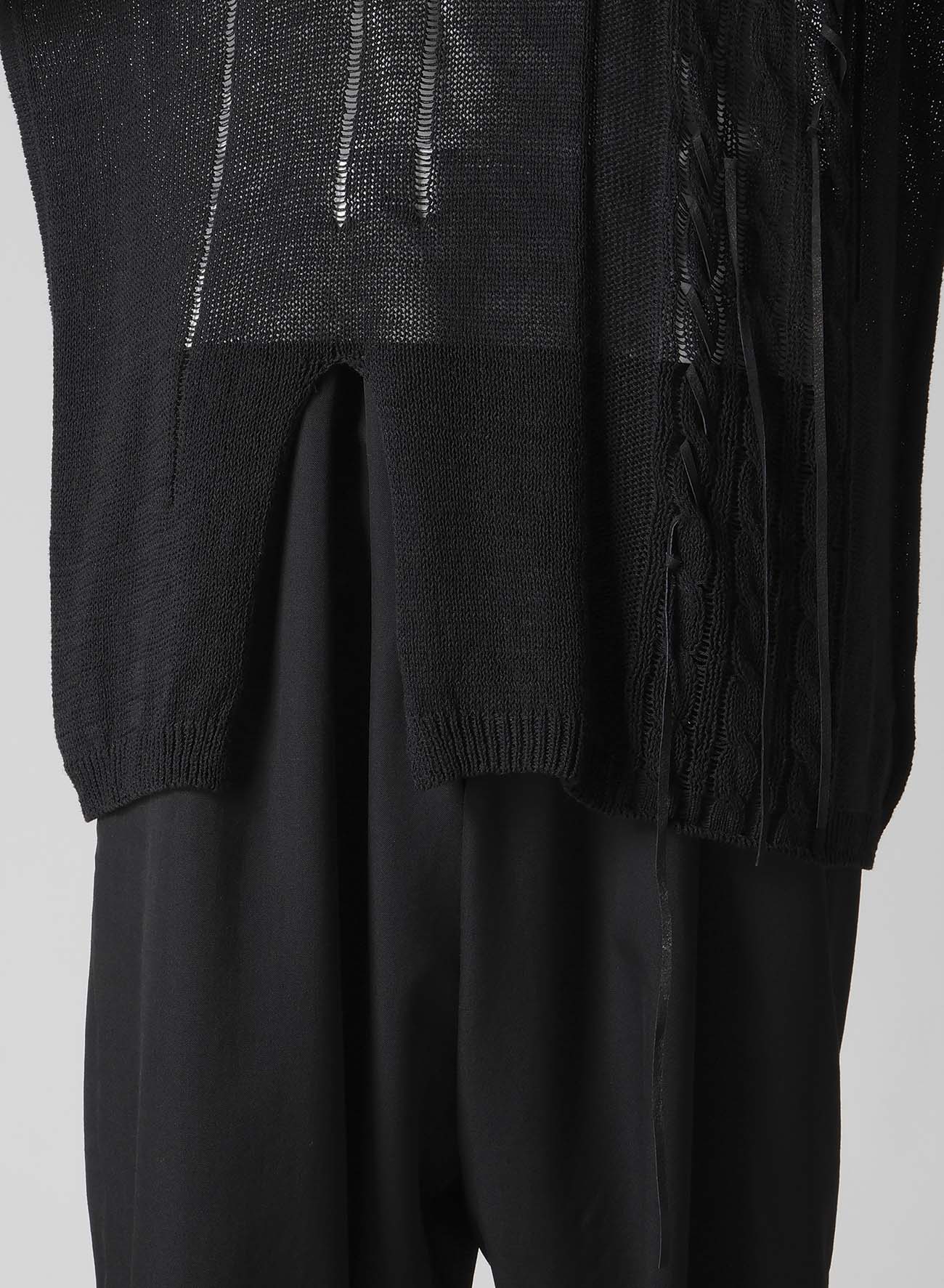 5G 2PLY DROP STITCH ROUND NECK LEATHER S PO