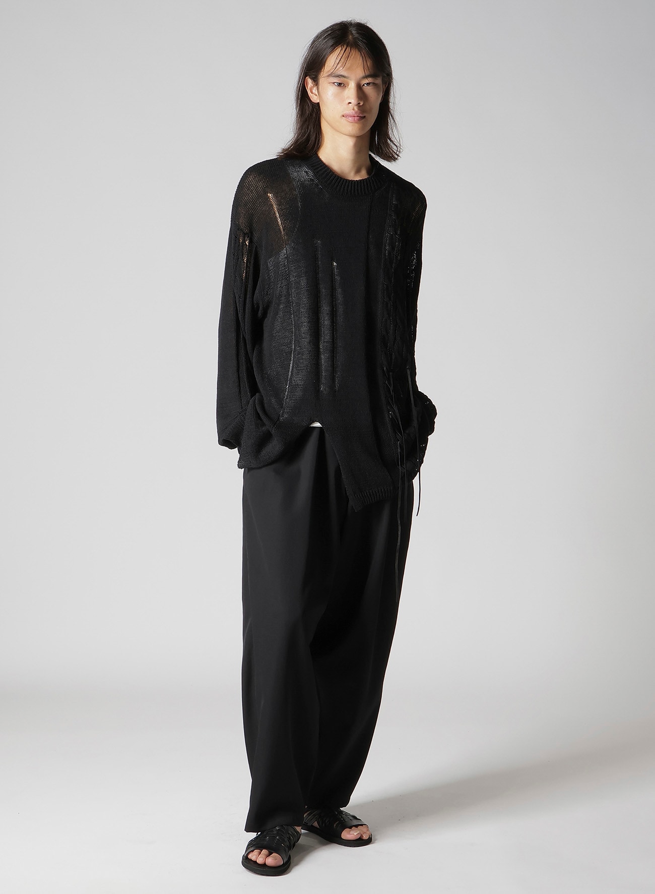 5G 2PLY DROP STITCH ROUND NECK LEATHER S PO