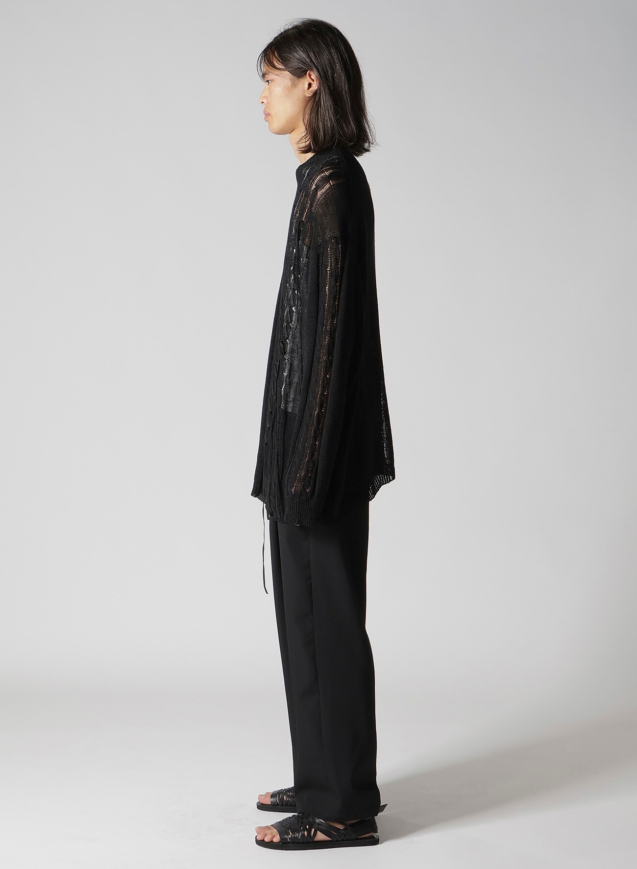 5G 2PLY DROP STITCH ROUND NECK LEATHER S PO