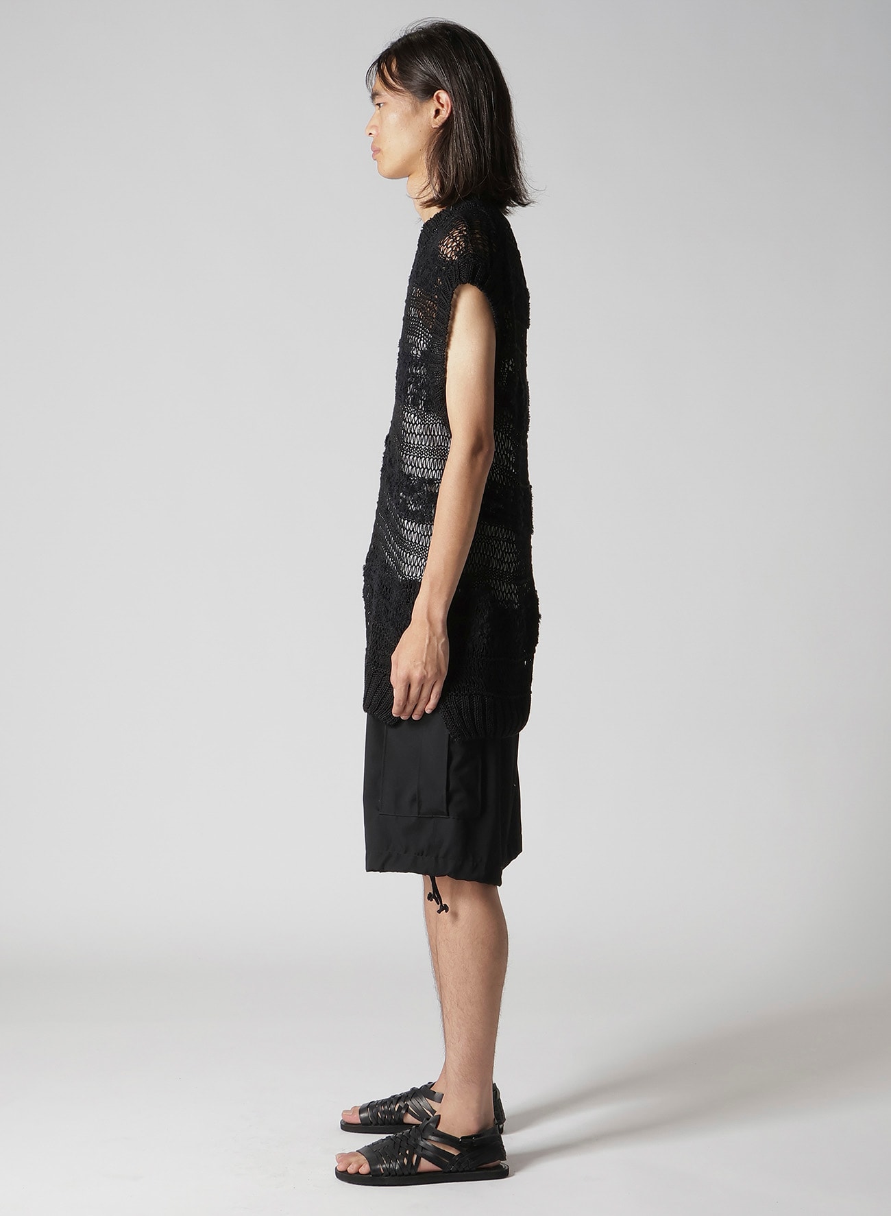 5G 2PLY DROP KNIT STRIPE V NECK PATTERN VEST