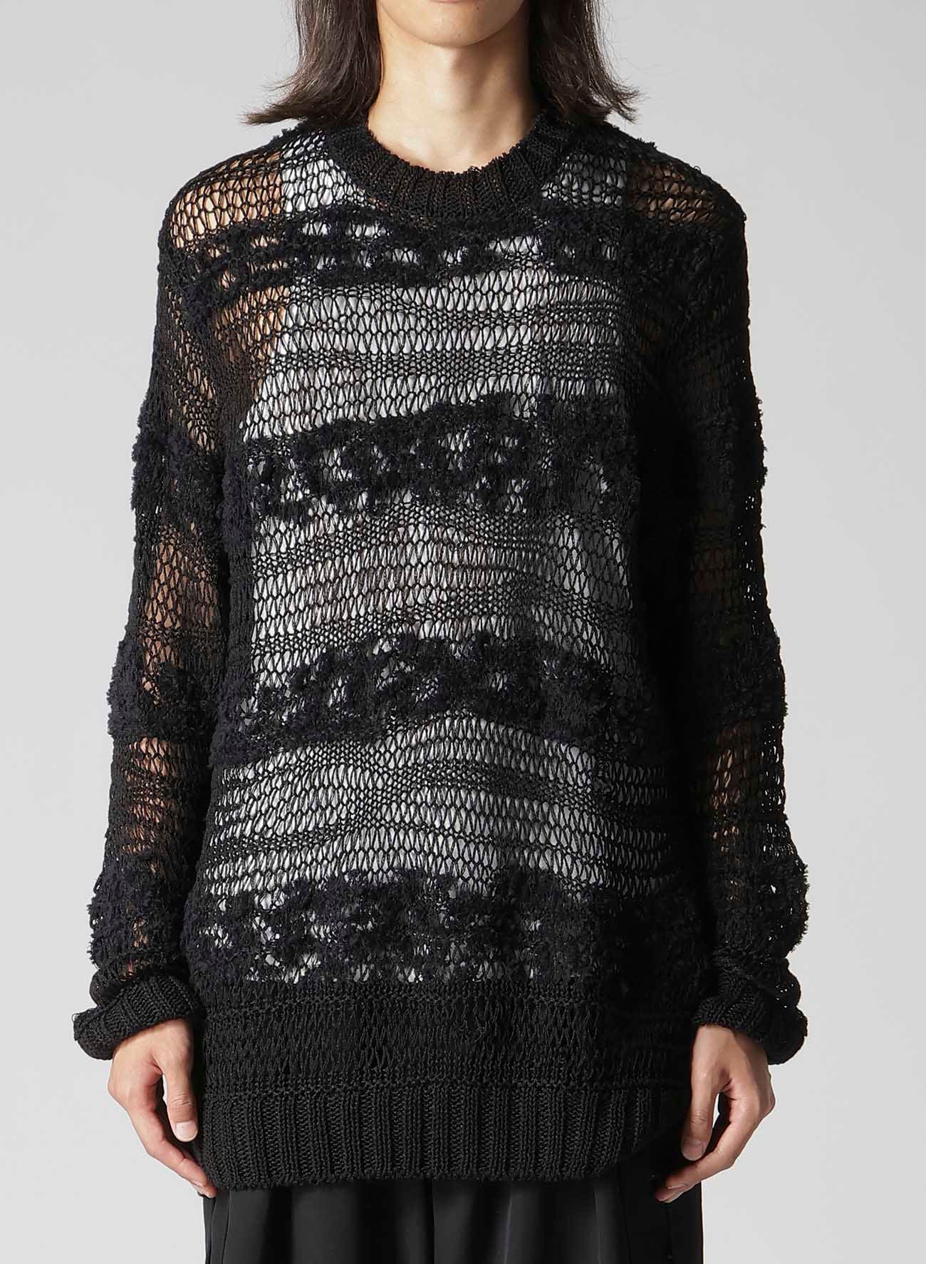 5G 2PLY DROP KNIT STRIPE ROUND NECK PATTERN PO