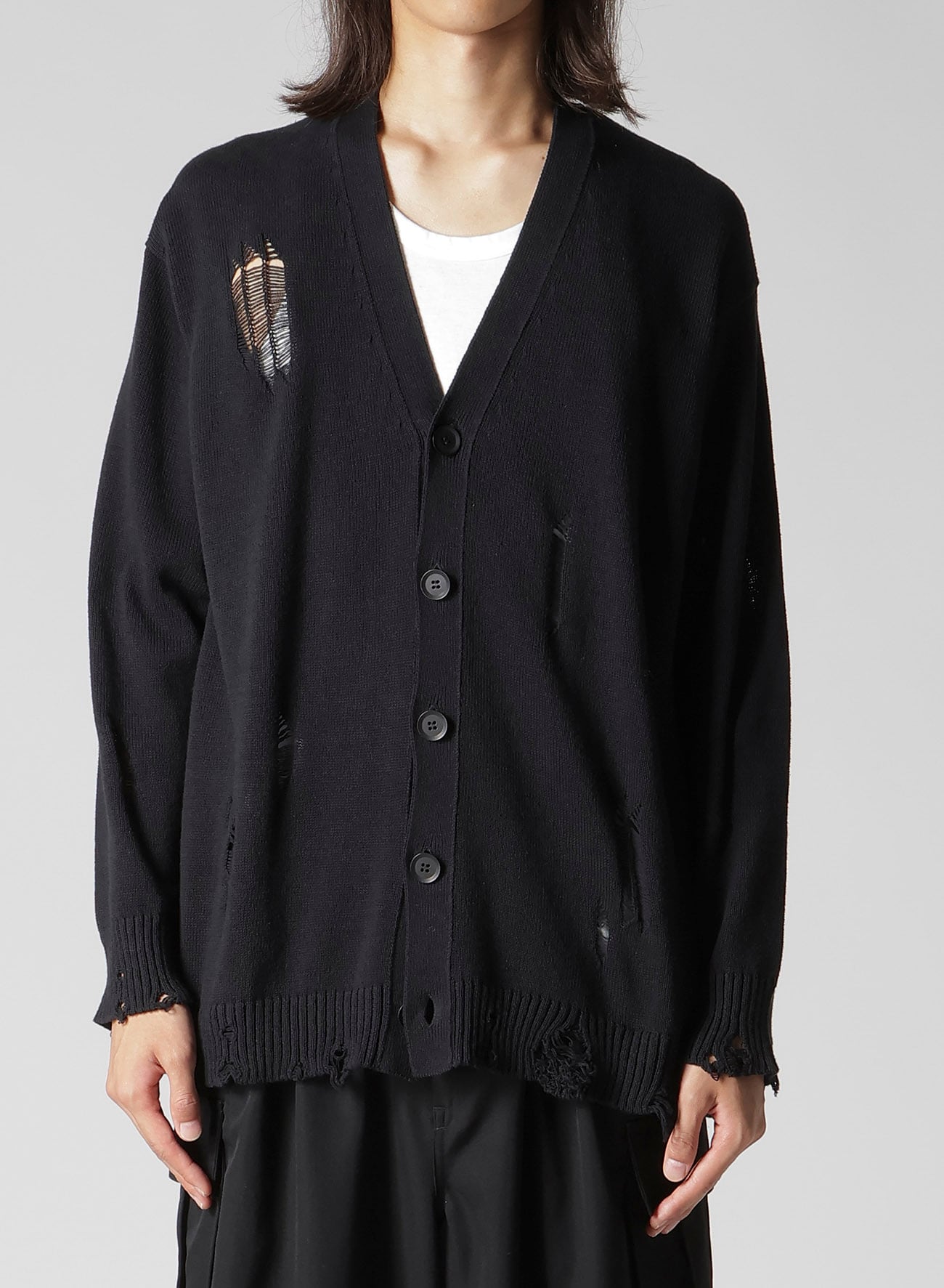 7G 1PLY PLAIN STITCH DROP NEEDLE V NECK CARDIGAN