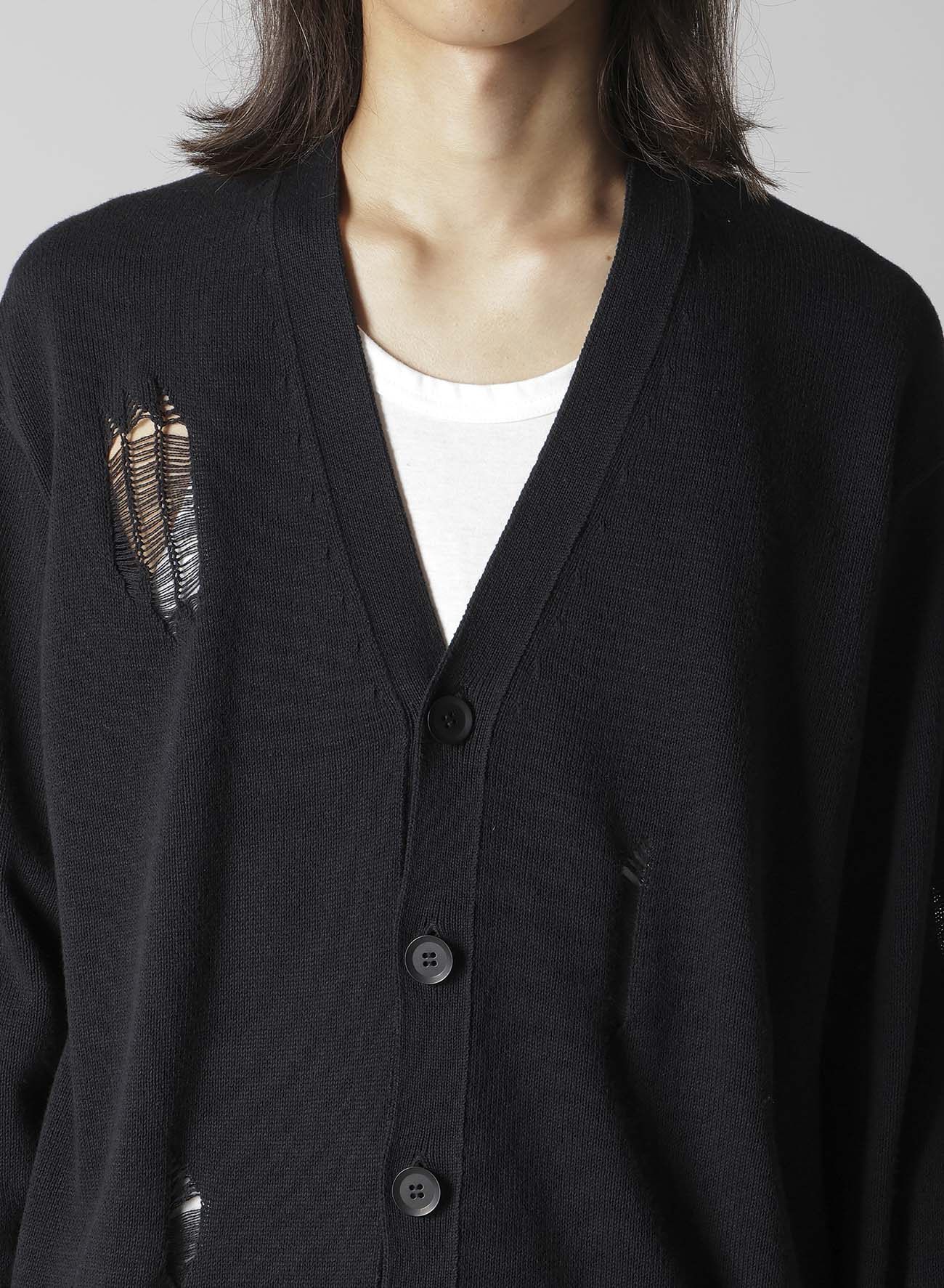 7G 1PLY PLAIN STITCH DROP NEEDLE V NECK CARDIGAN