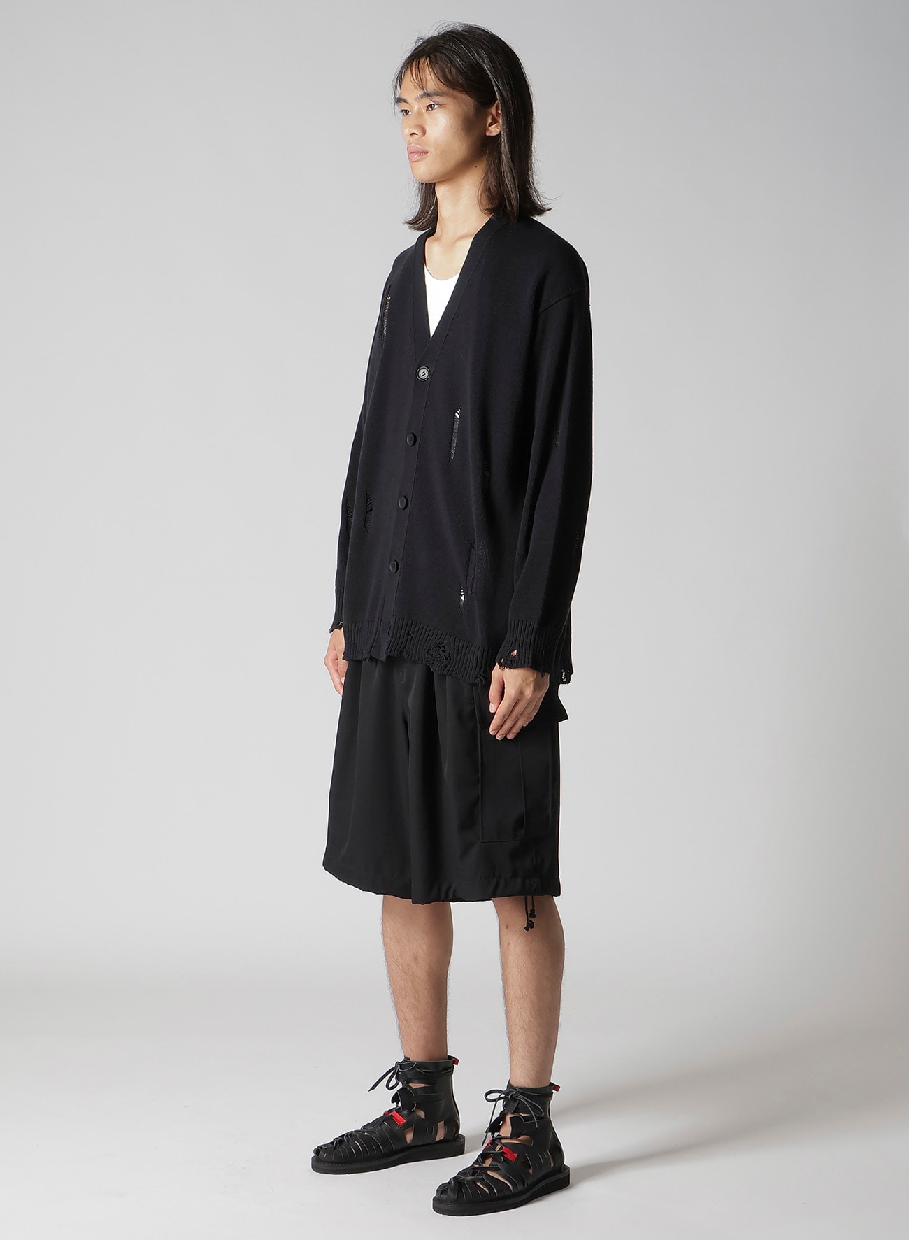 7G 1PLY PLAIN STITCH DROP NEEDLE V NECK CARDIGAN