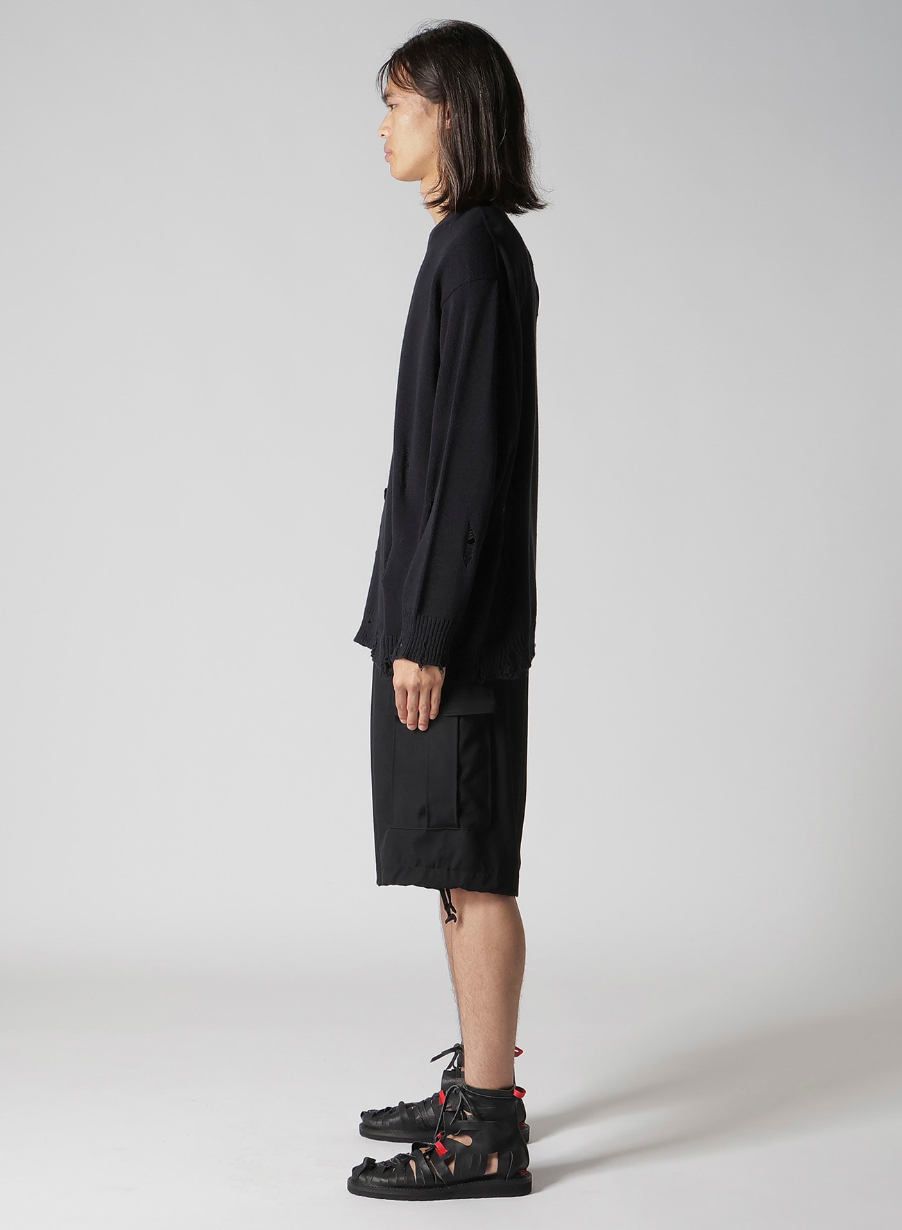 7G 1PLY PLAIN STITCH DROP NEEDLE V NECK CARDIGAN