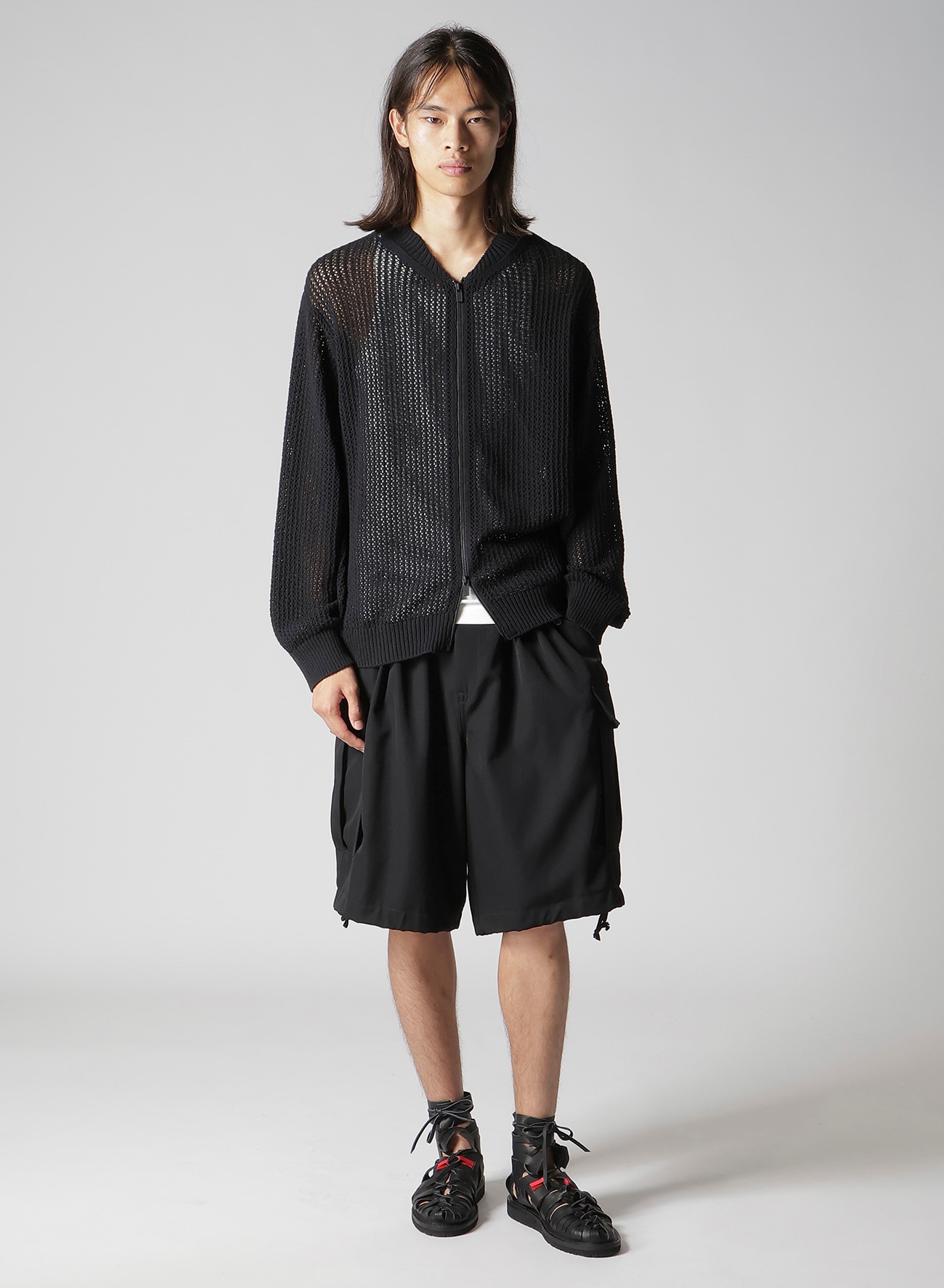 7G 1PLY OPENWORK ZIP BLOUSON