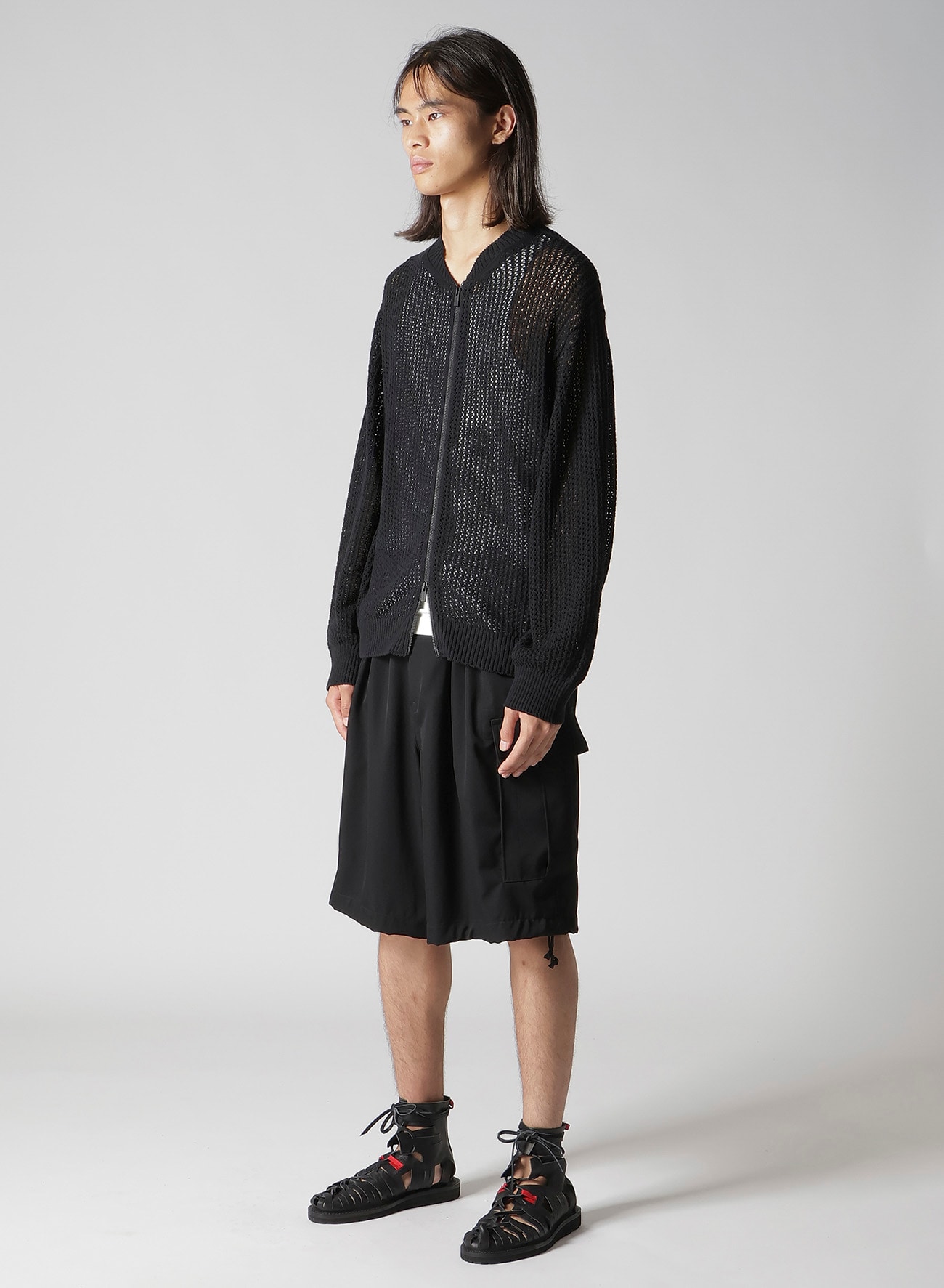 7G 1PLY OPENWORK ZIP BLOUSON