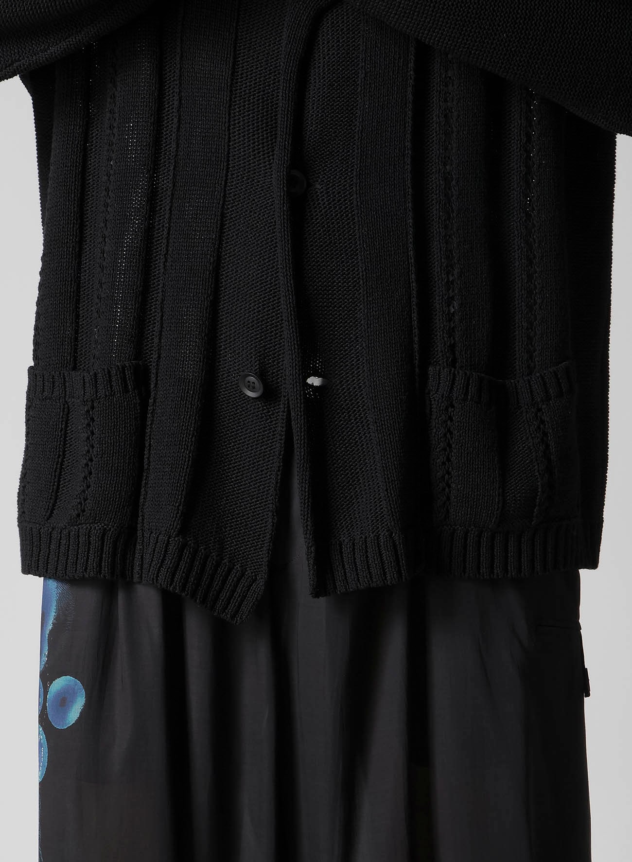 5G 1PLY OPENWORK RIB CARDIGAN