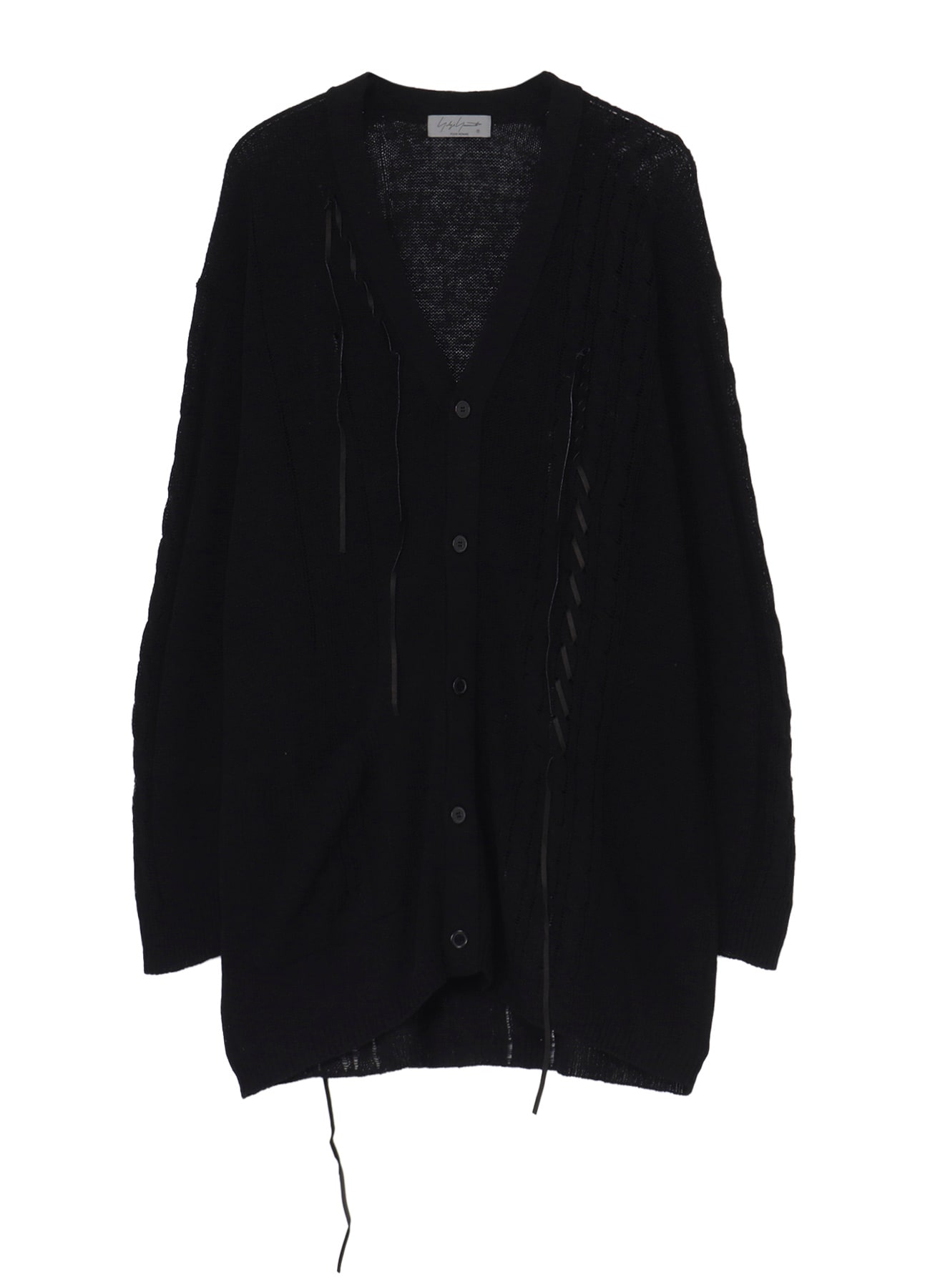 5G 2PLY DROP STITCH LEATHER STRING V NECK CD