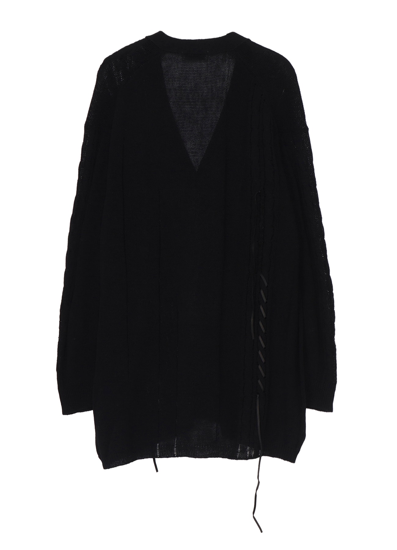 5G 2PLY DROP STITCH LEATHER STRING V NECK CD