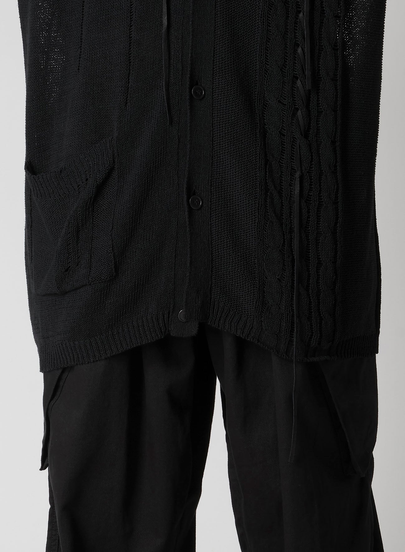 5G 2PLY DROP STITCH LEATHER STRING V NECK CD