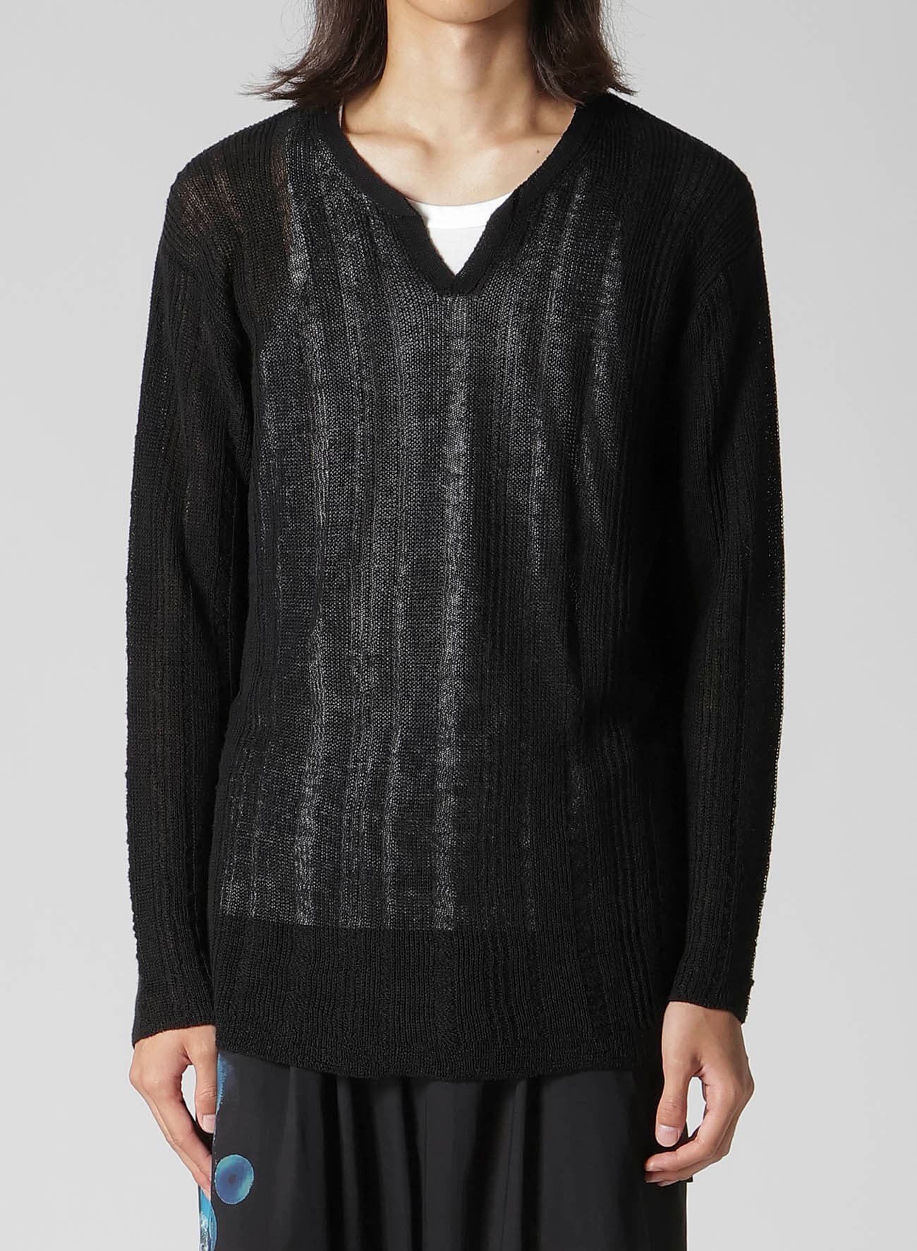 10G 1PLY DROP NEEDLE HALF CD CARDIGAN