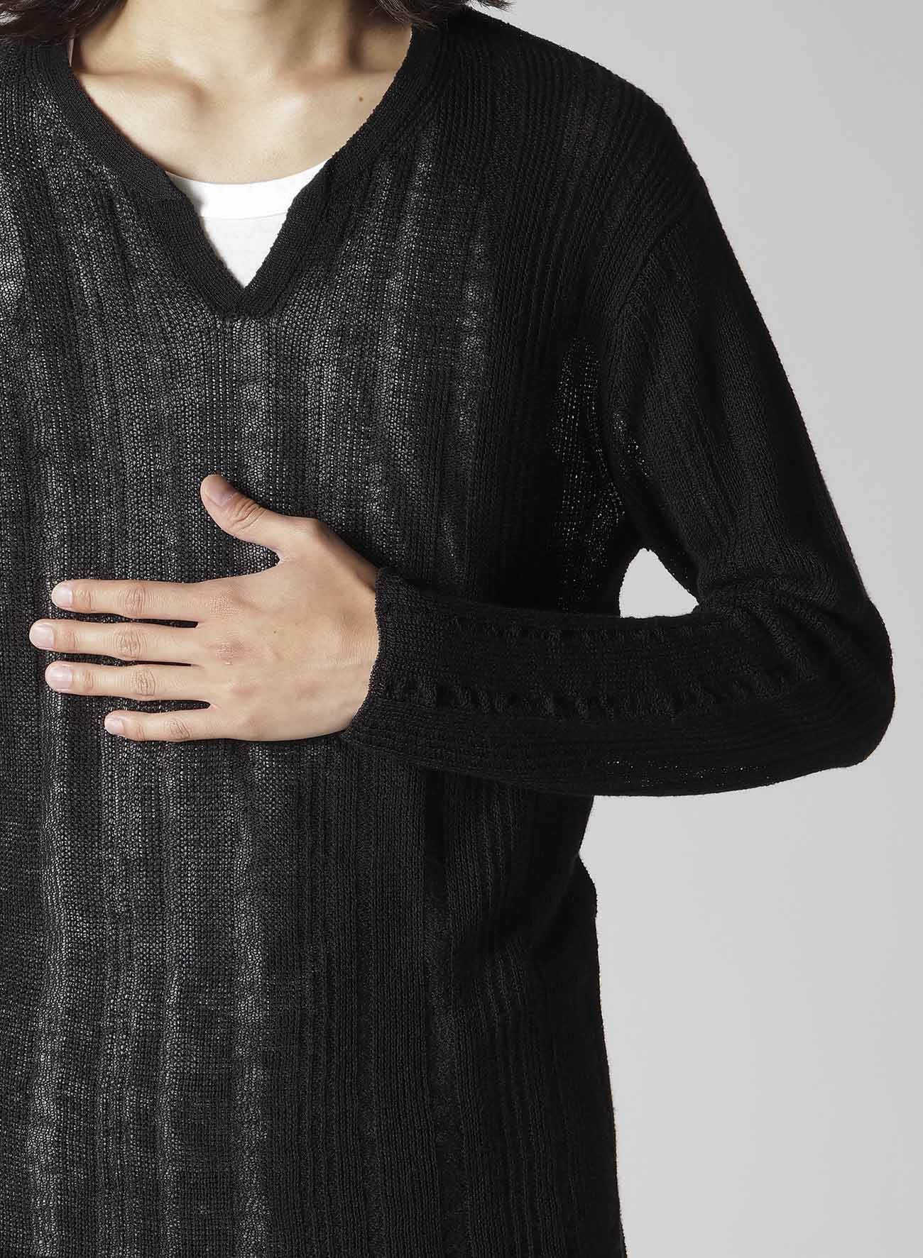 10G 1PLY DROP NEEDLE HALF CD CARDIGAN