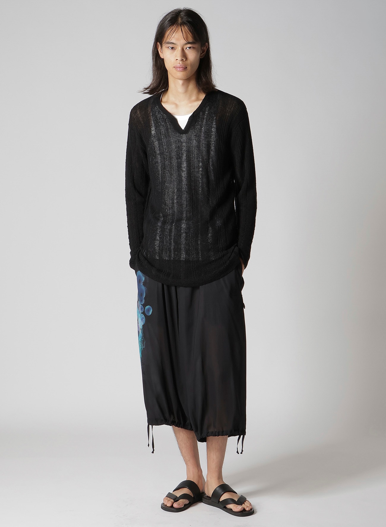 10G 1PLY DROP NEEDLE HALF CD CARDIGAN