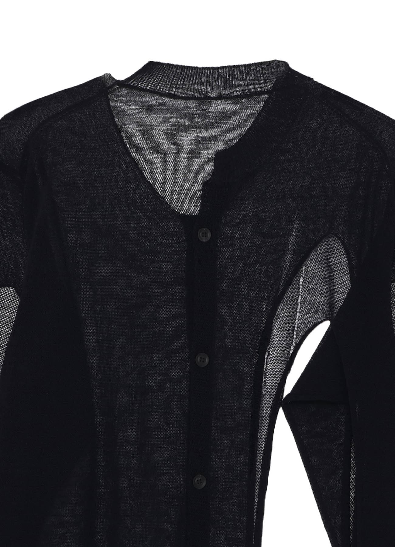 OPENWORK+HOLE DAMAGED ROUND NECK CARDIGAN