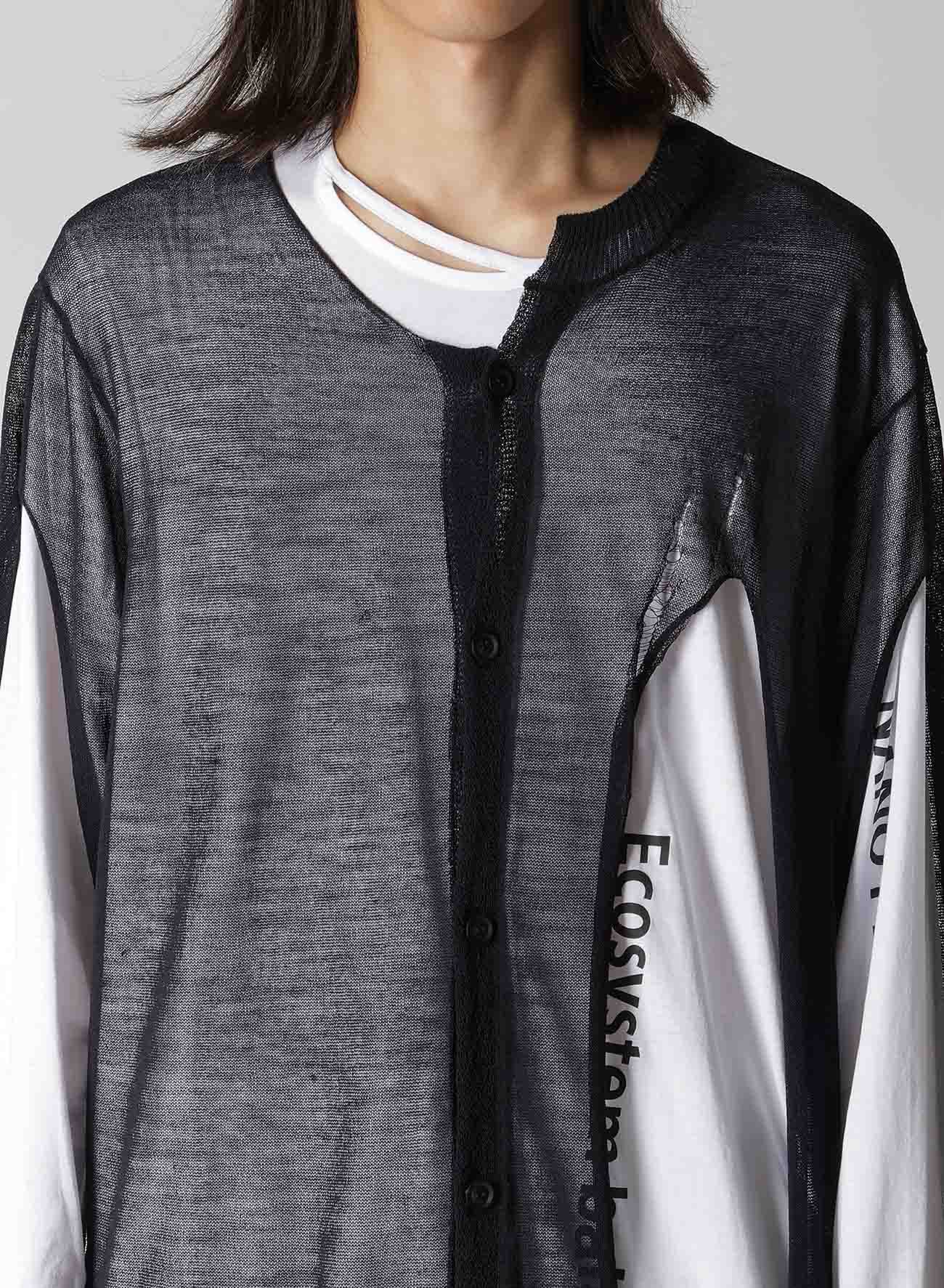 OPENWORK+HOLE DAMAGED ROUND NECK CARDIGAN