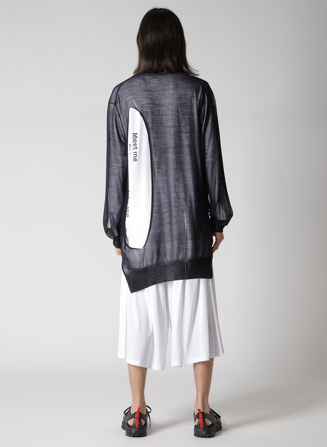 OPENWORK+HOLE DAMAGED ROUND NECK CARDIGAN