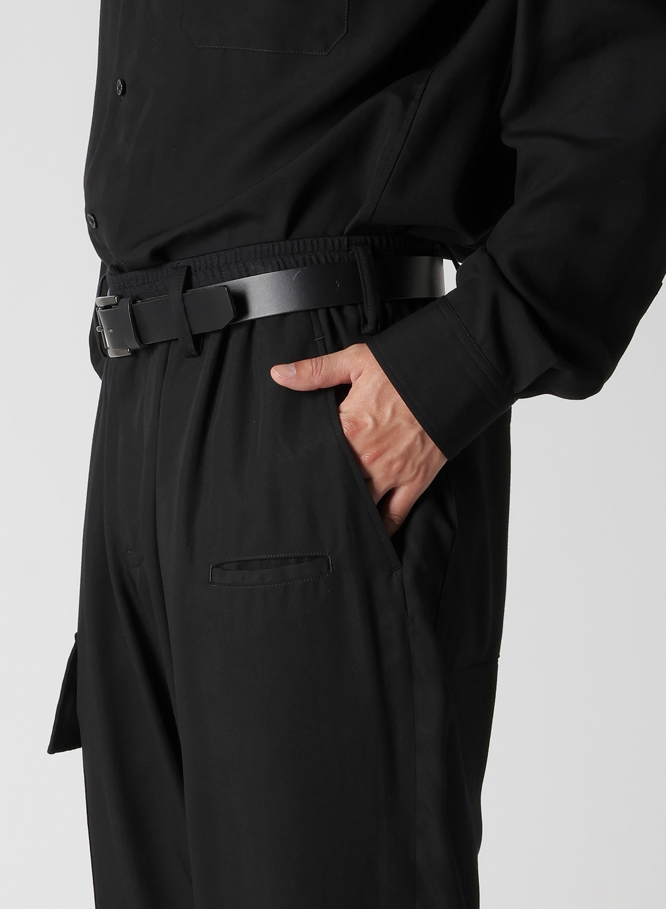 RE CELLULOSE GABARDINE RIBBED FLAP POCKET PANTS