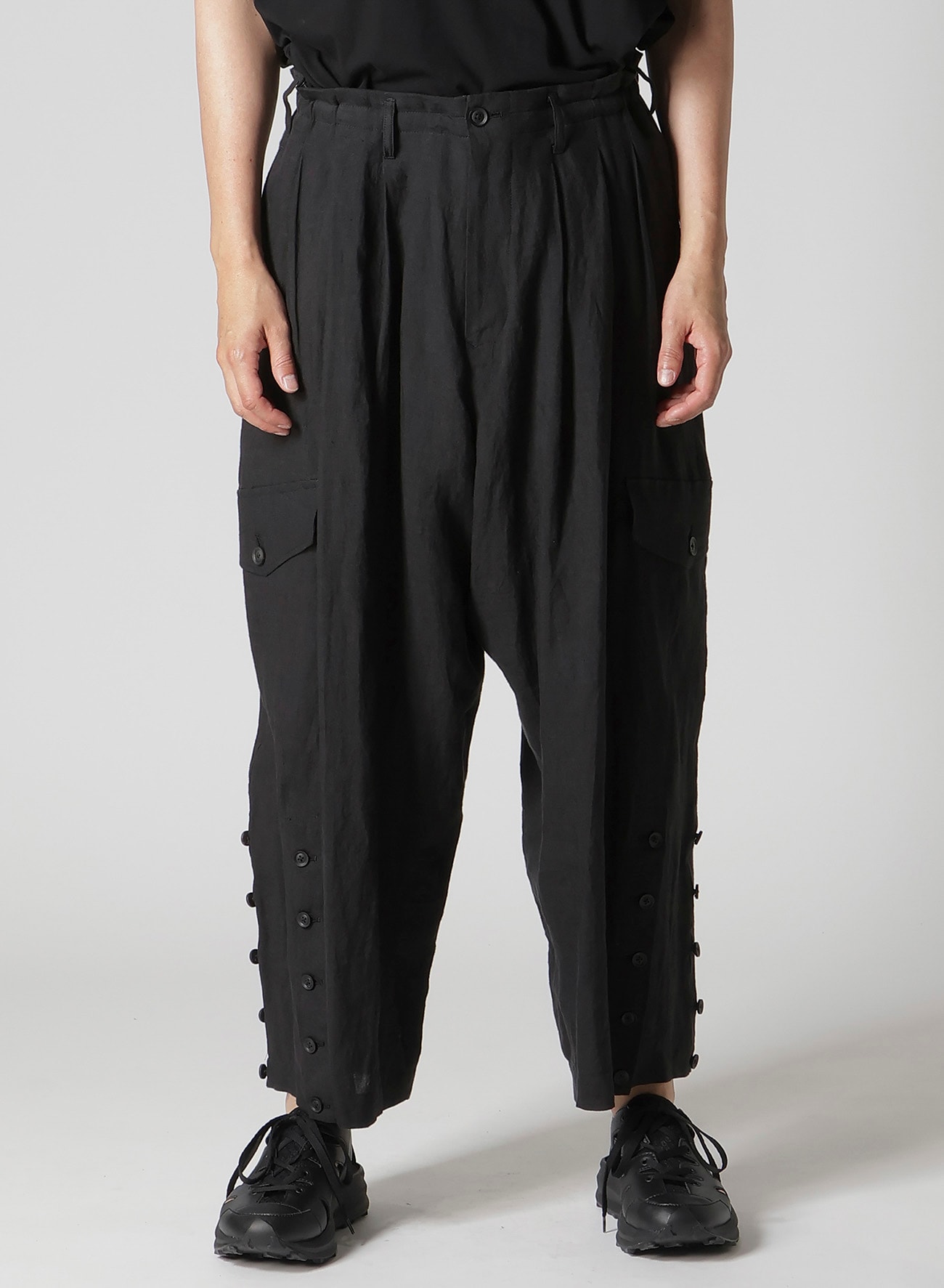 LINEN CLOTH ADJUSTABLE HEM PANTS