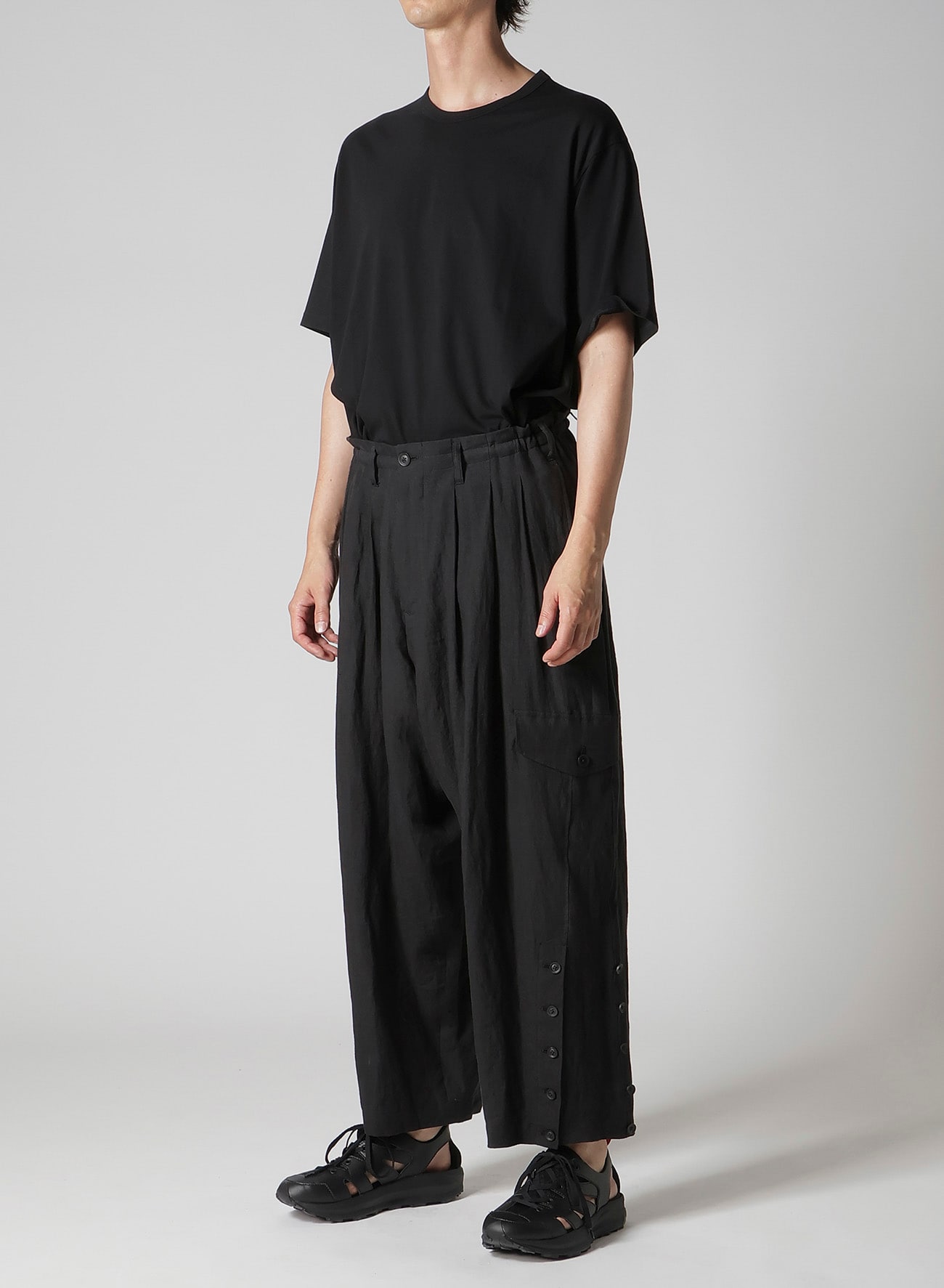 LINEN CLOTH ADJUSTABLE HEM PANTS