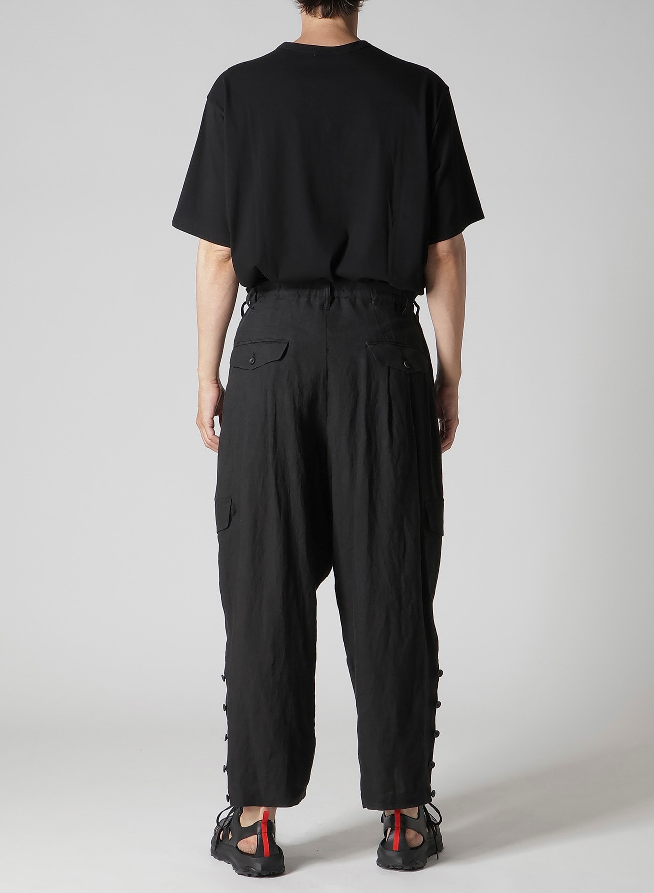 LINEN CLOTH ADJUSTABLE HEM PANTS