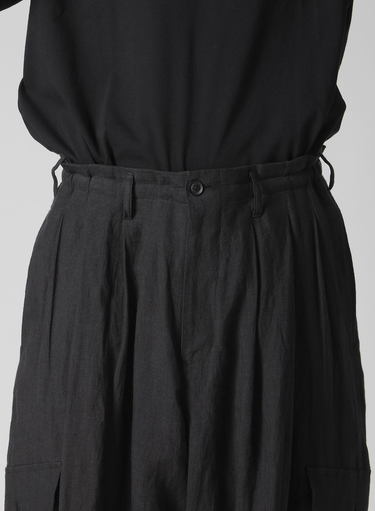 LINEN CLOTH ADJUSTABLE HEM PANTS