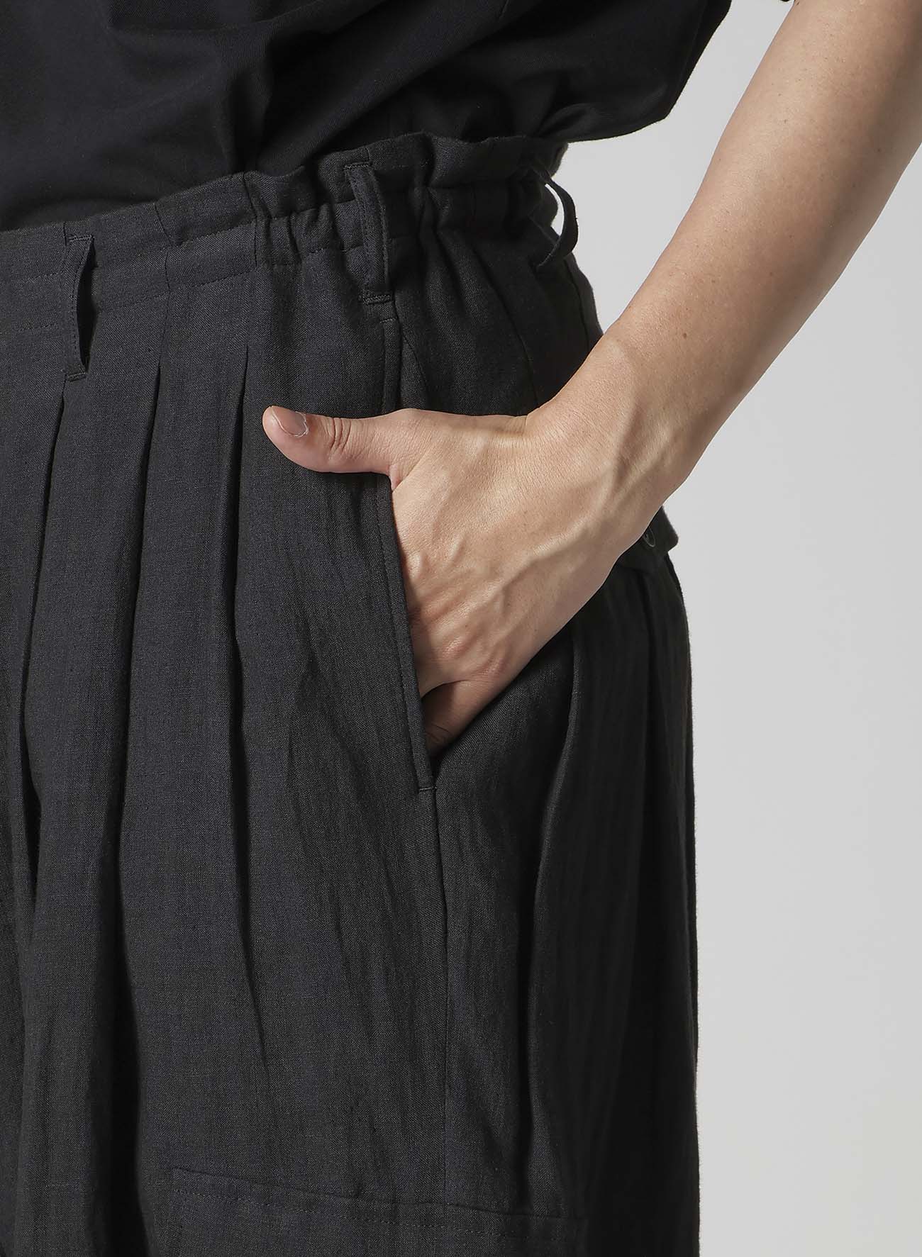 LINEN CLOTH ADJUSTABLE HEM PANTS