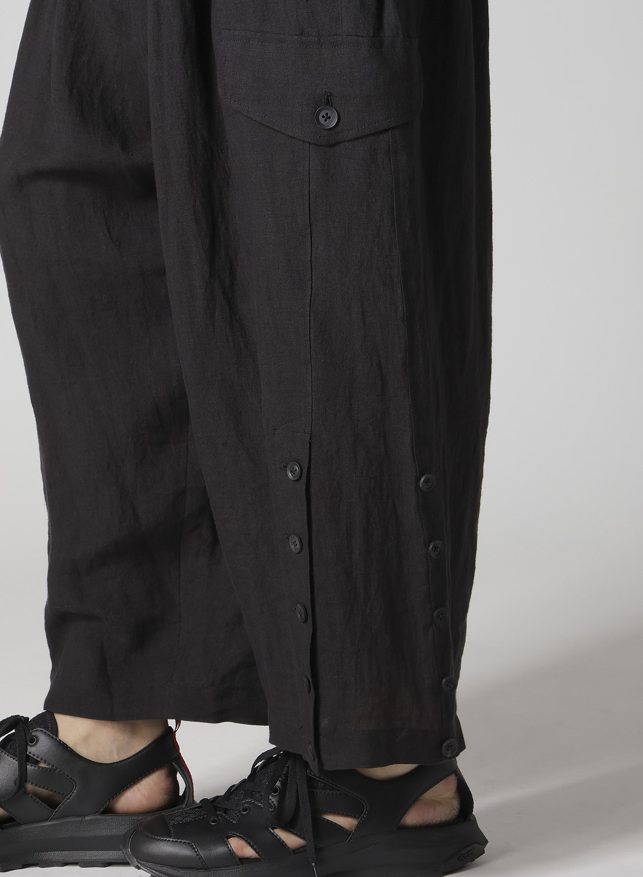 LINEN CLOTH ADJUSTABLE HEM PANTS