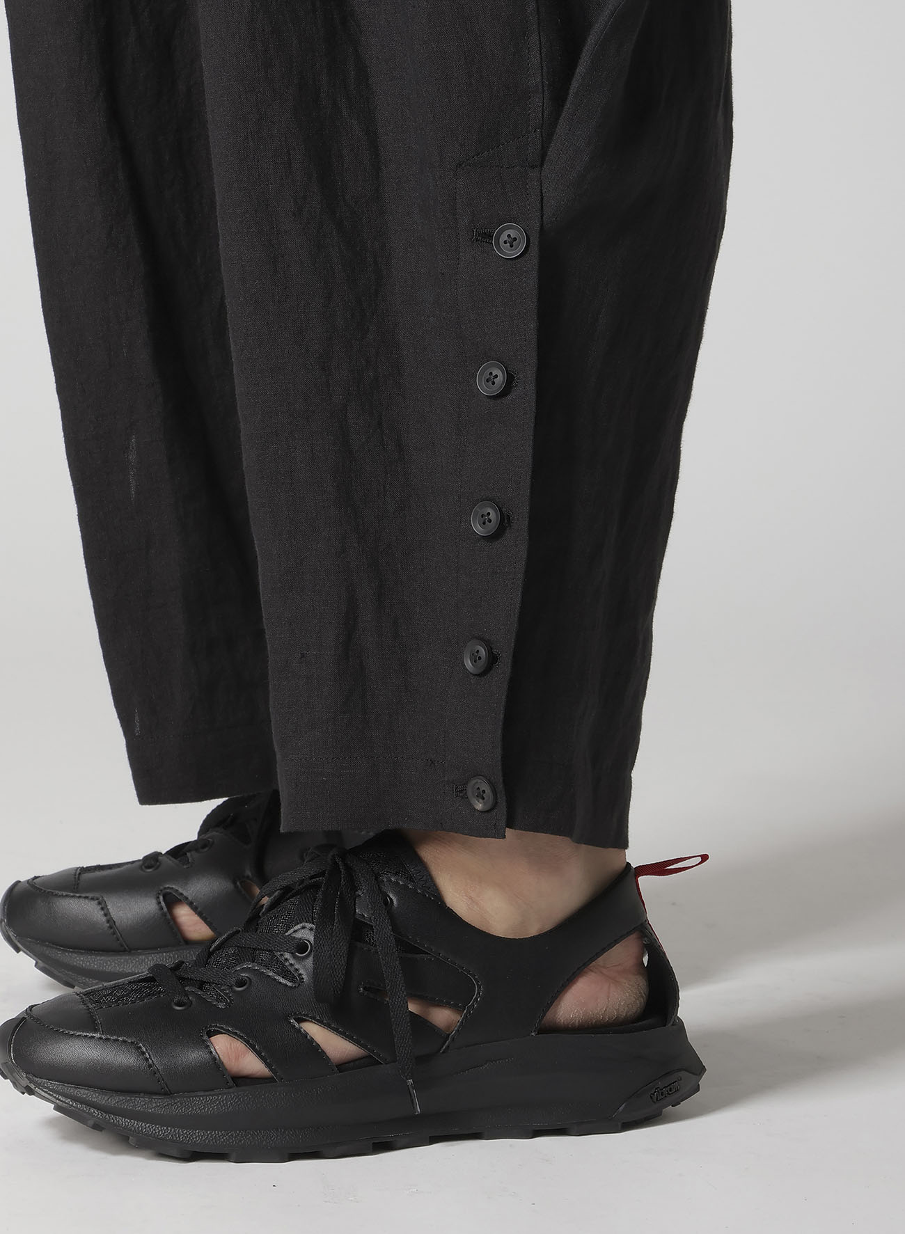 LINEN CLOTH ADJUSTABLE HEM PANTS