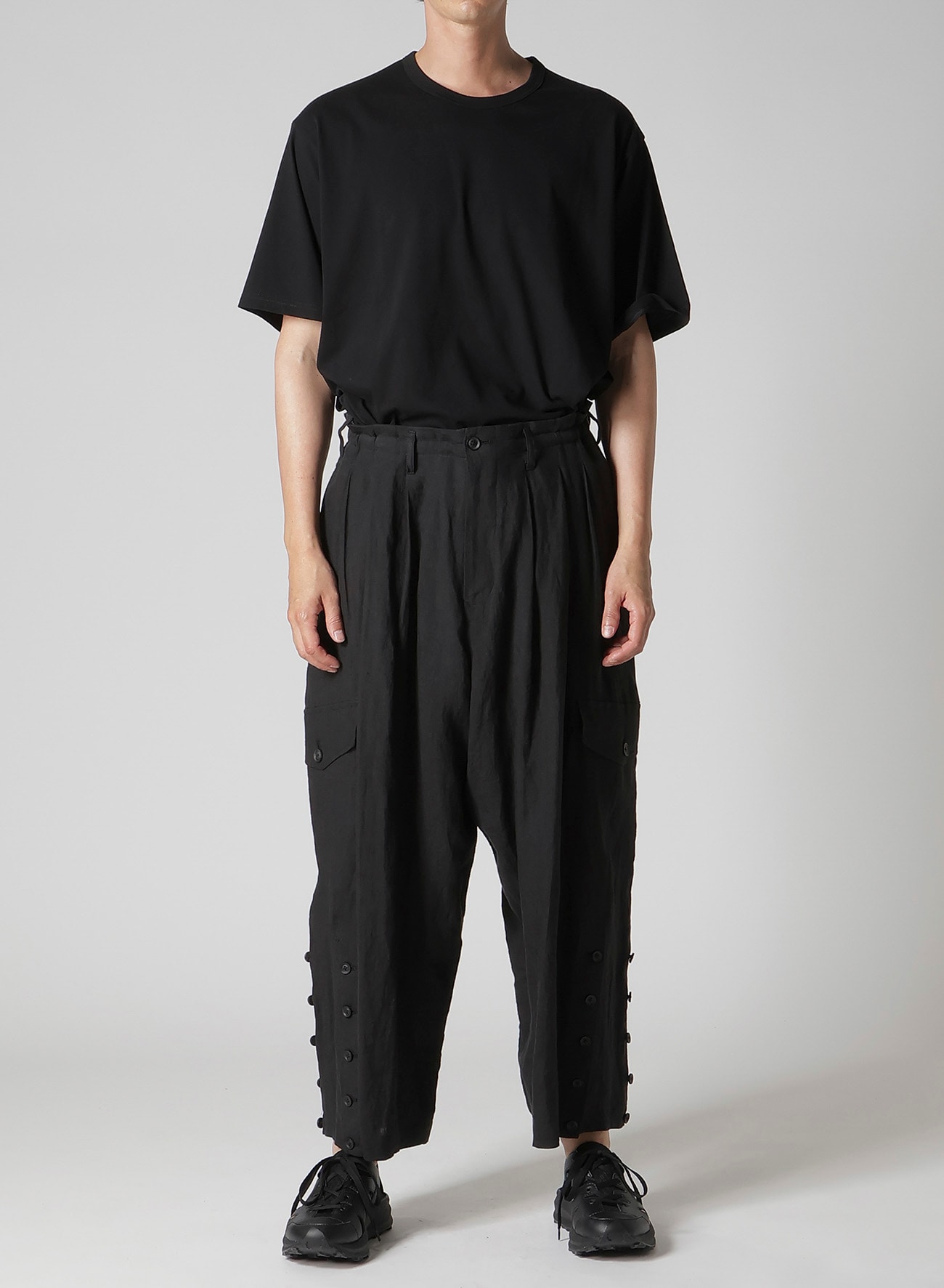 LINEN CLOTH ADJUSTABLE HEM PANTS