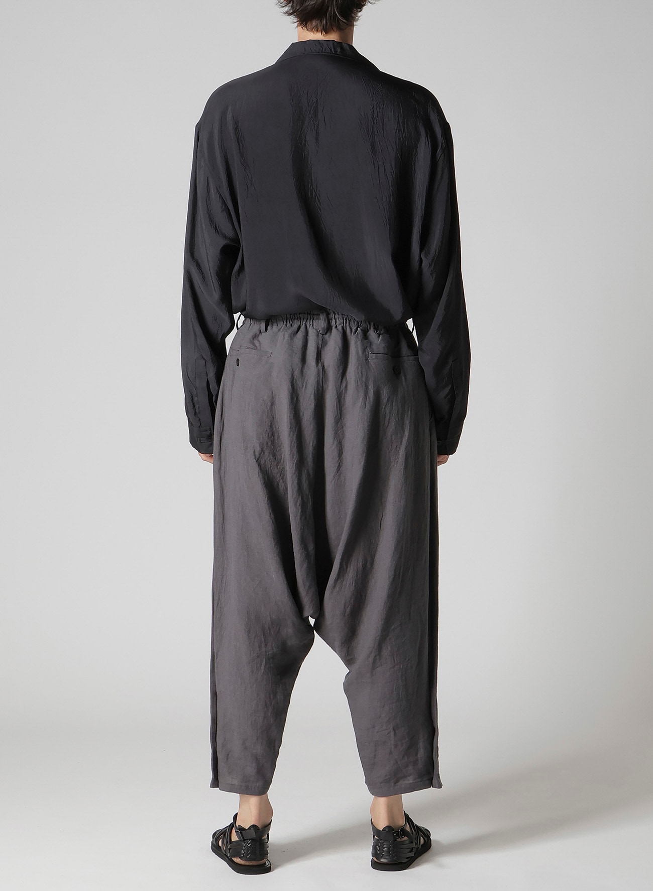 LINEN CLOTH HEM BUTTON SAROUEL PANTS
