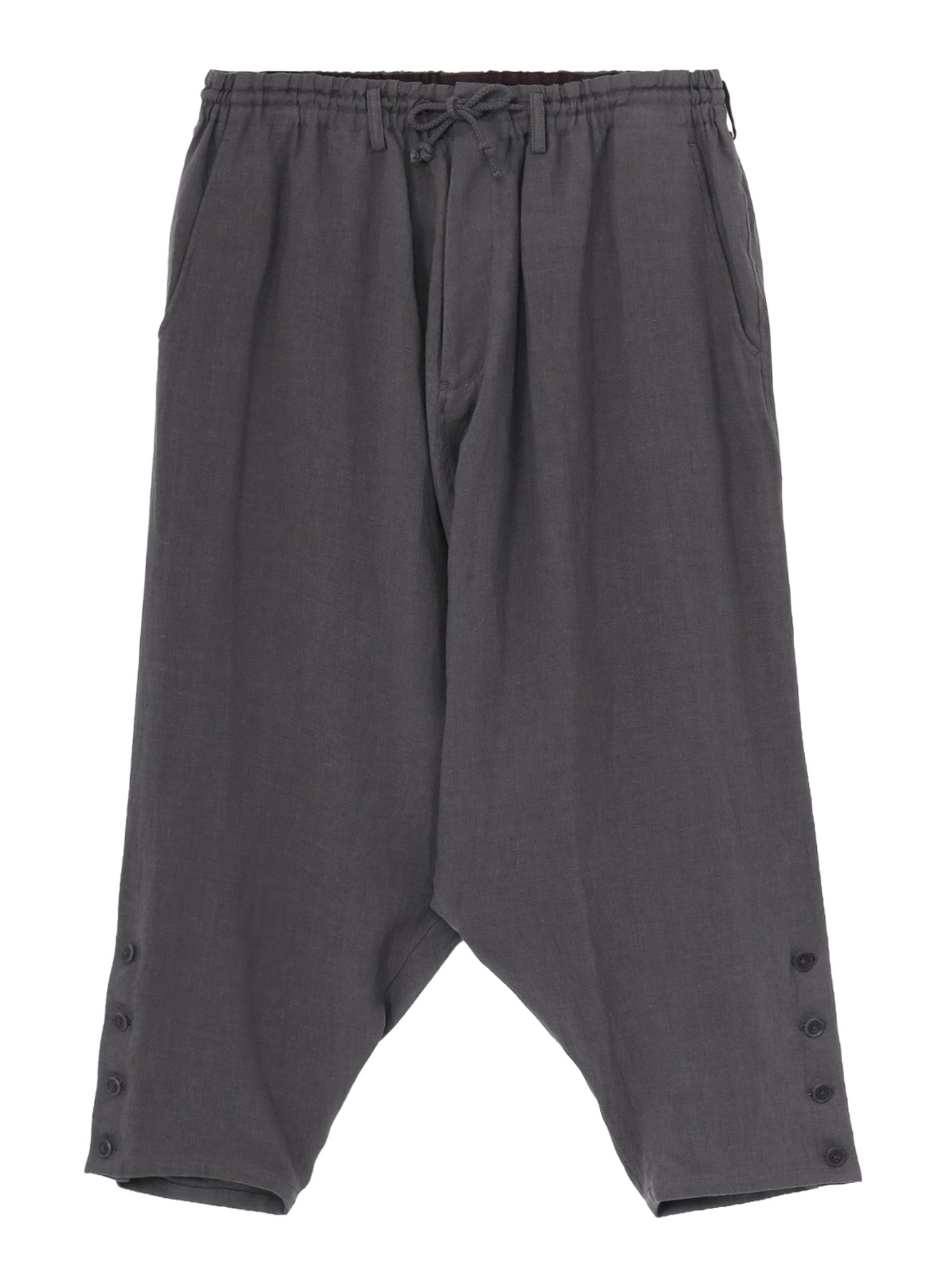 LINEN CLOTH HEM BUTTON SAROUEL PANTS
