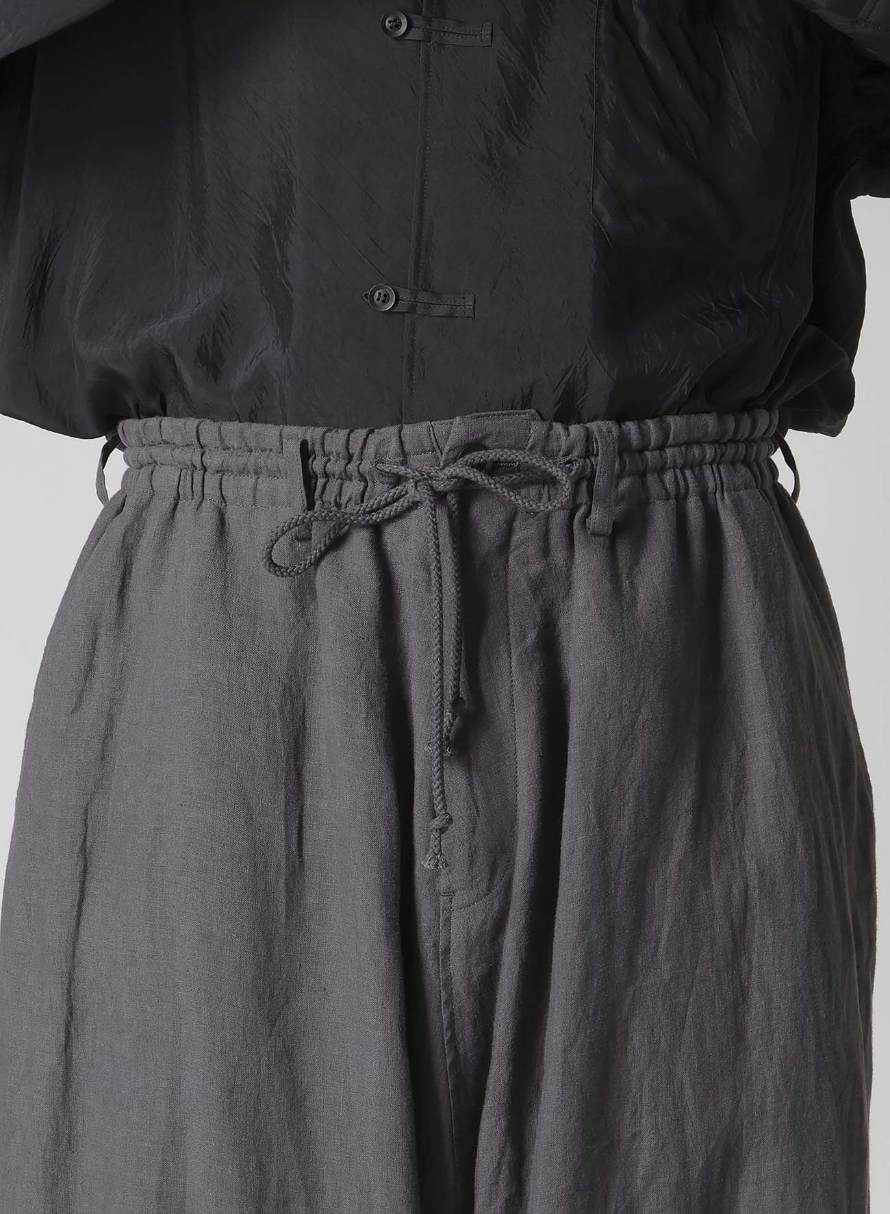 LINEN CLOTH HEM BUTTON SAROUEL PANTS