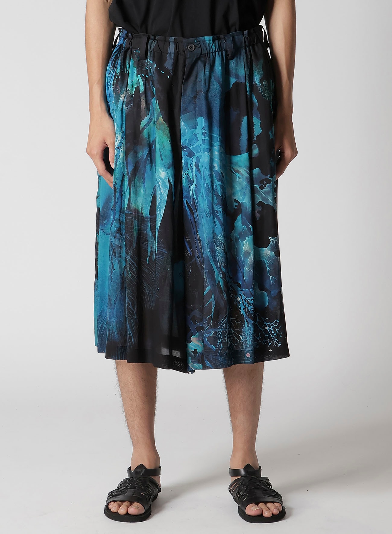 SEA PRINTED SILK PANTS
