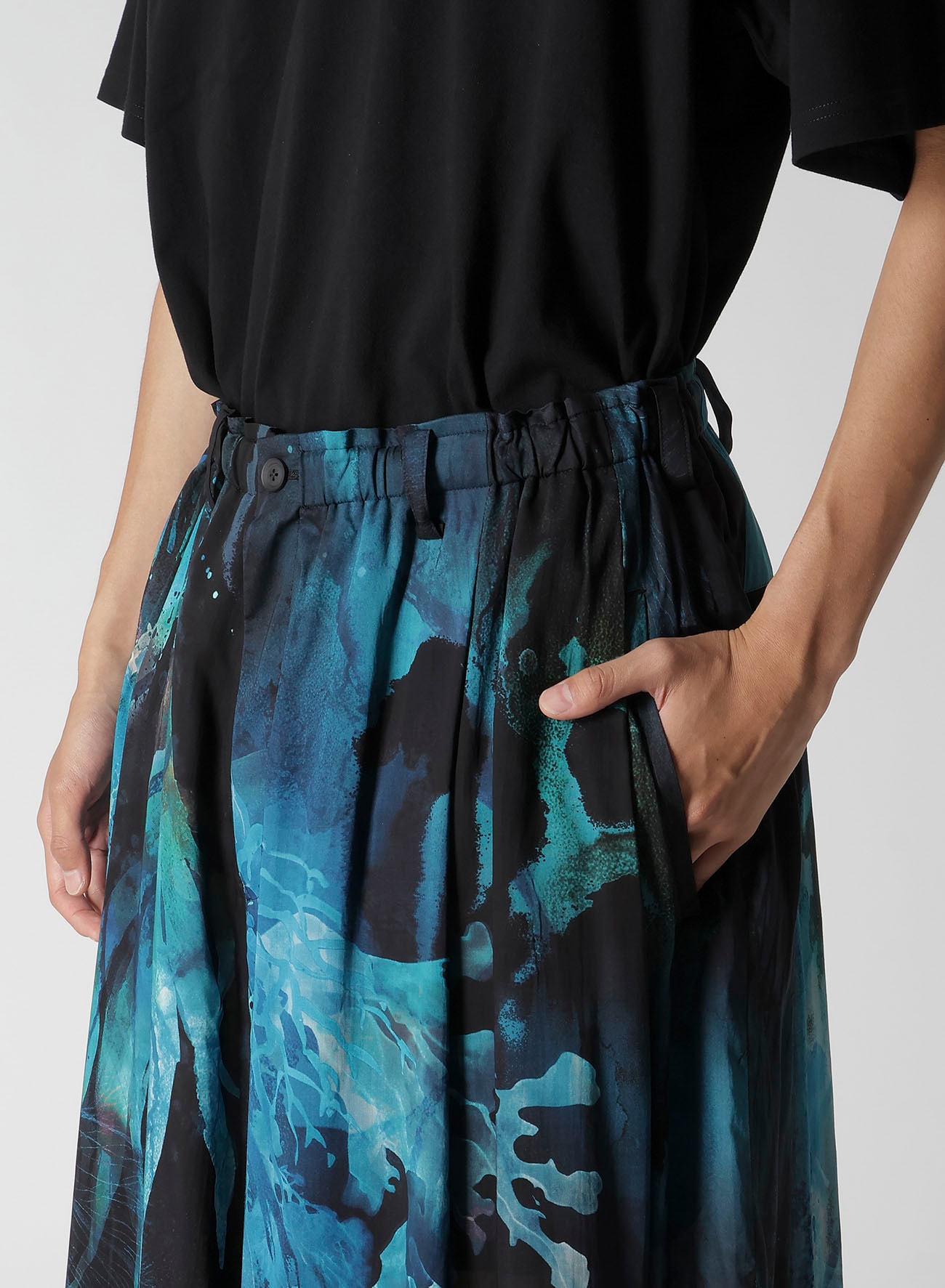 SEA PRINTED SILK PANTS