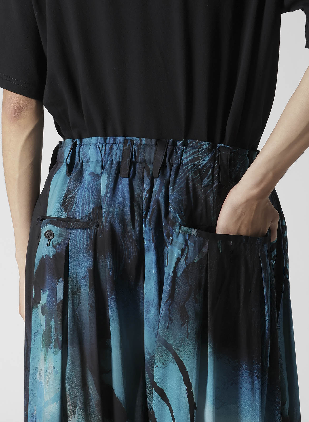 SEA PRINTED SILK PANTS