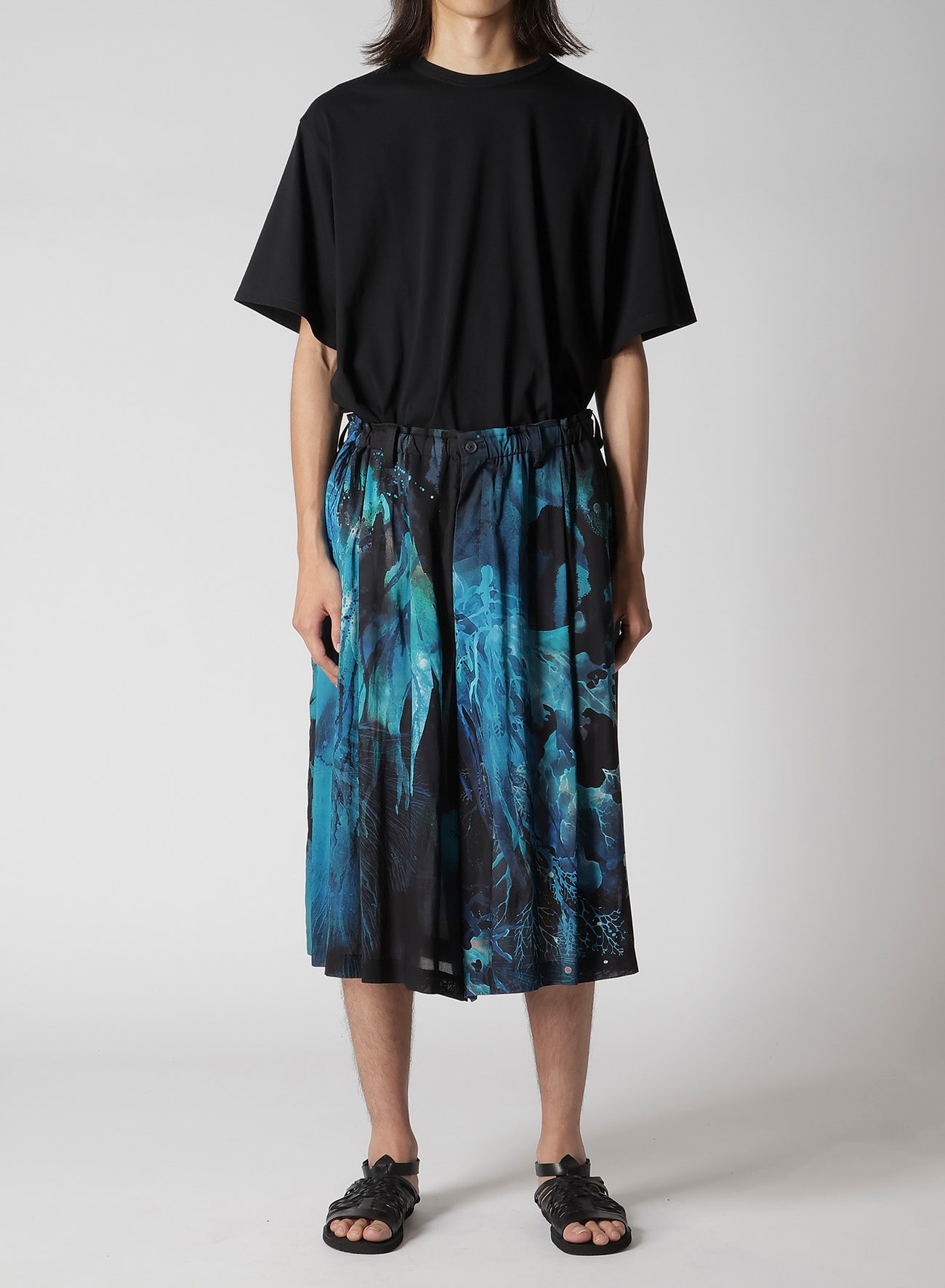 SEA PRINTED SILK PANTS
