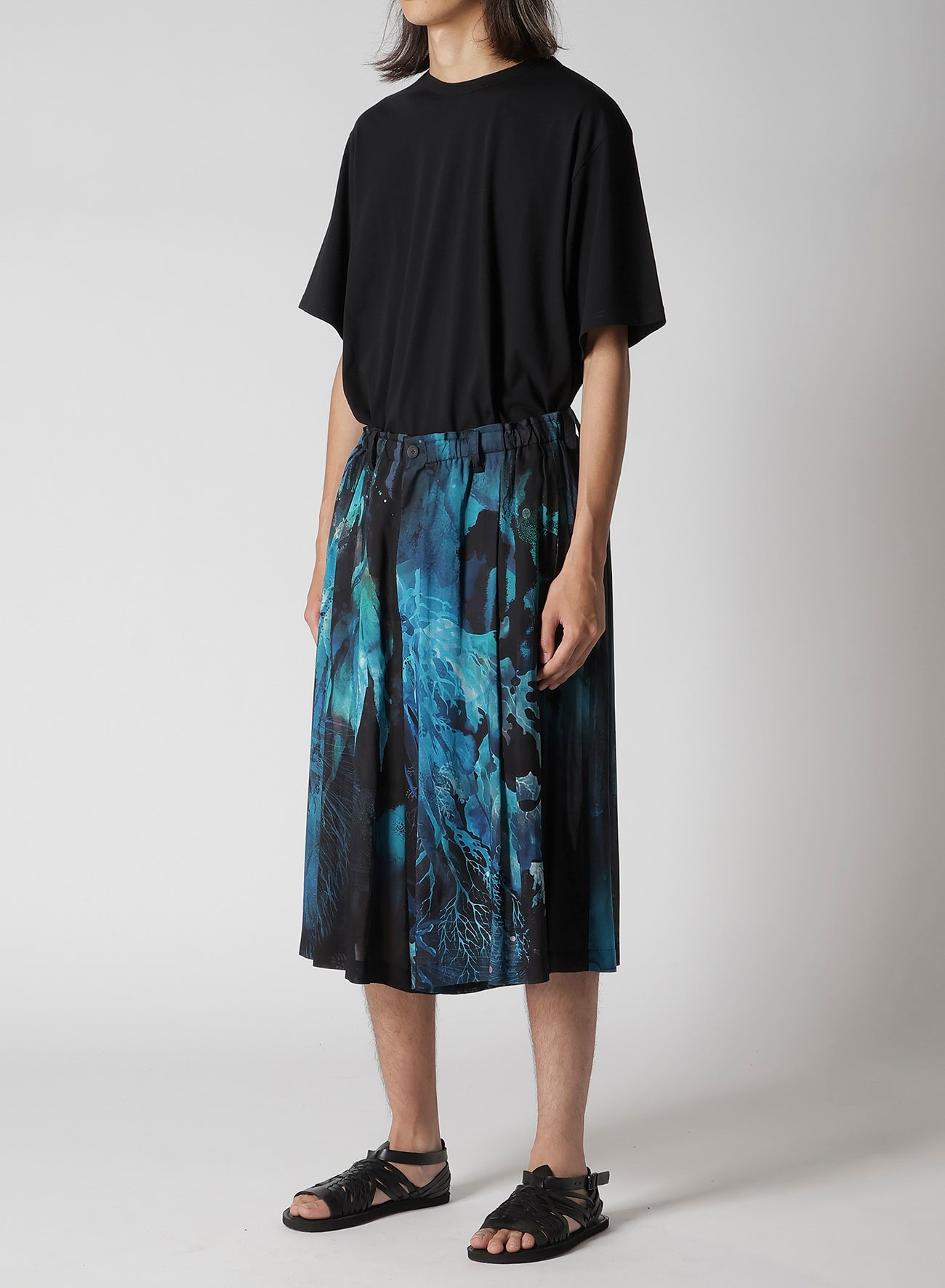 SEA PRINTED SILK PANTS