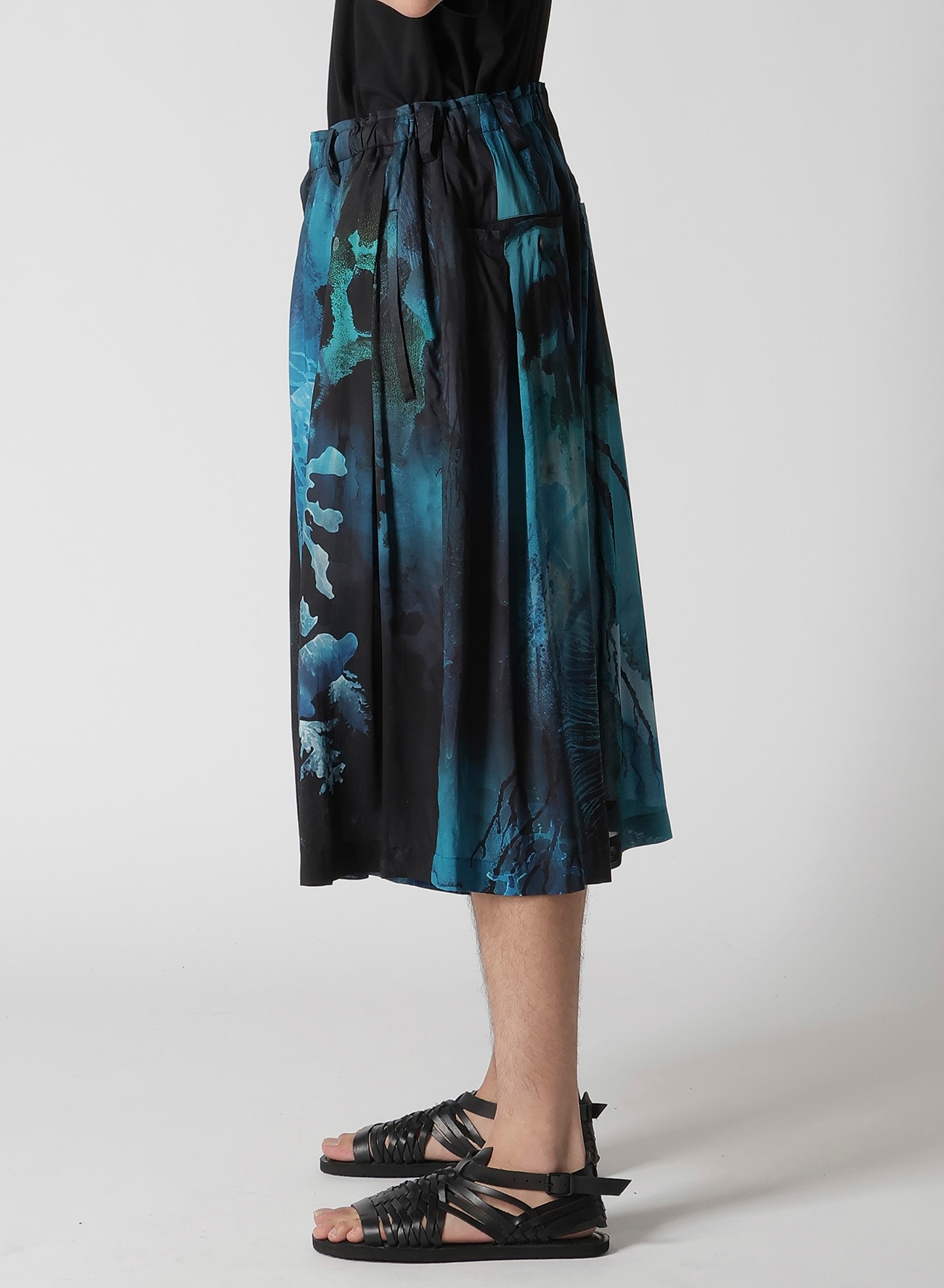 SEA PRINTED SILK PANTS