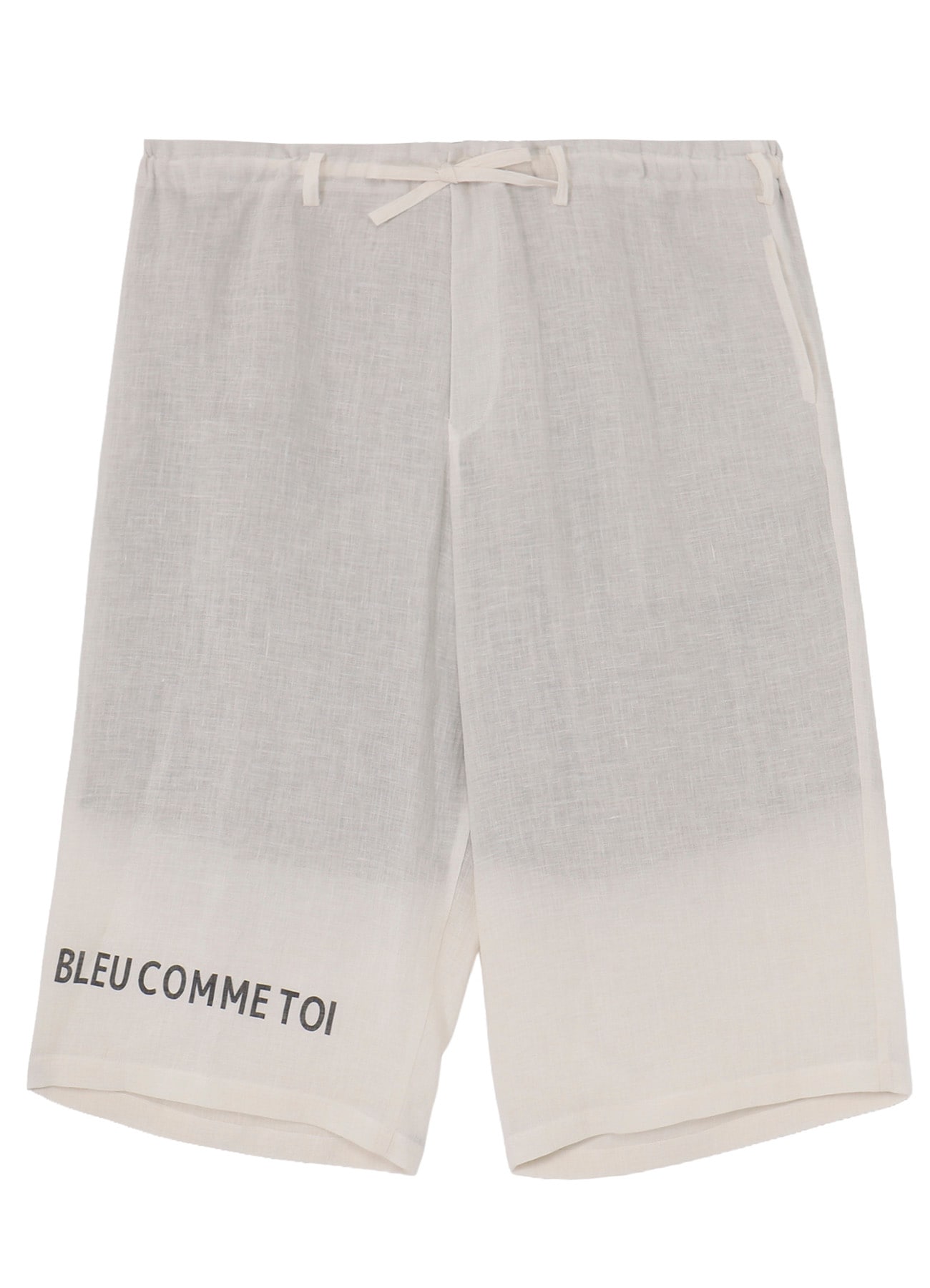 BLUE COMME RIGHT FRINT HEM MESSAGE PANTS