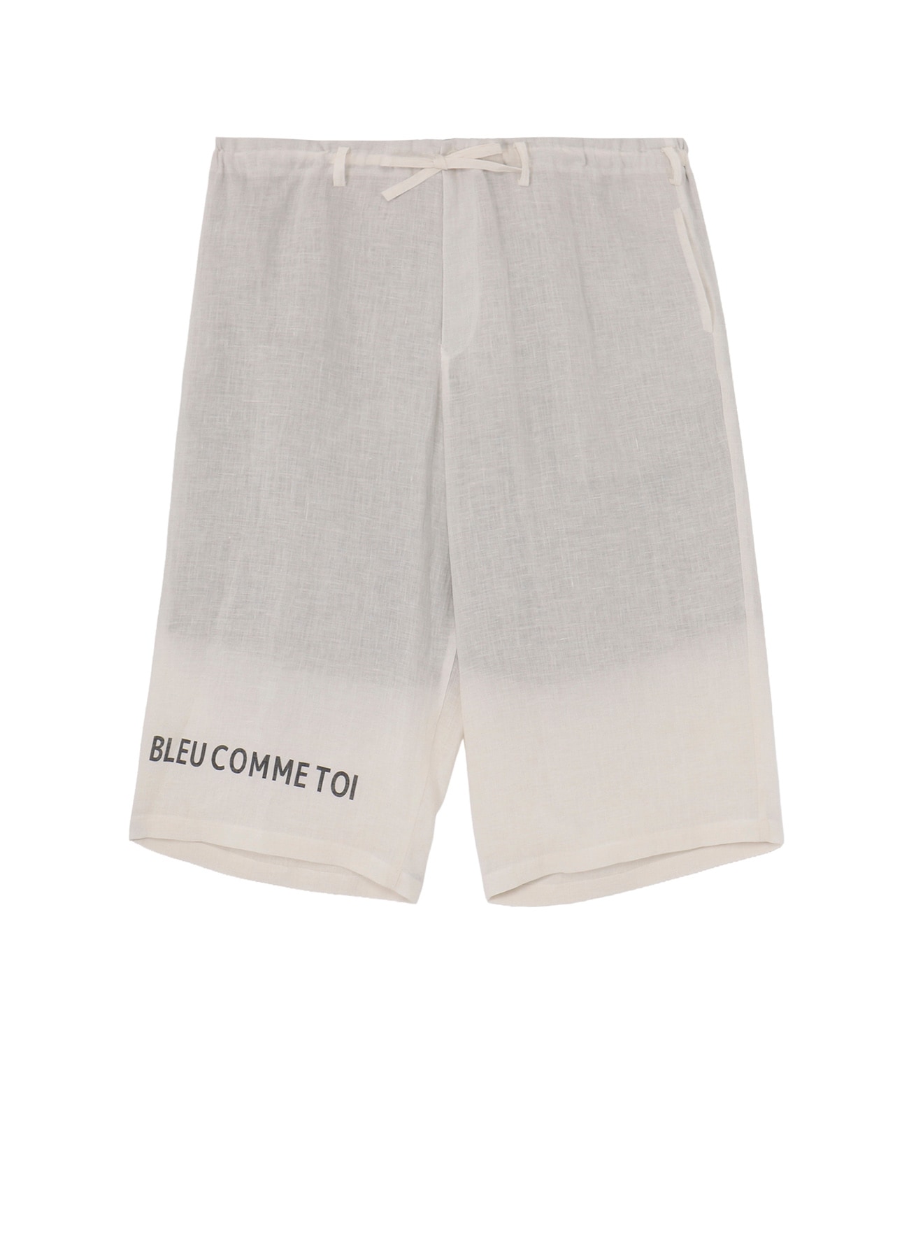 BLUE COMME RIGHT FRINT HEM MESSAGE PANTS