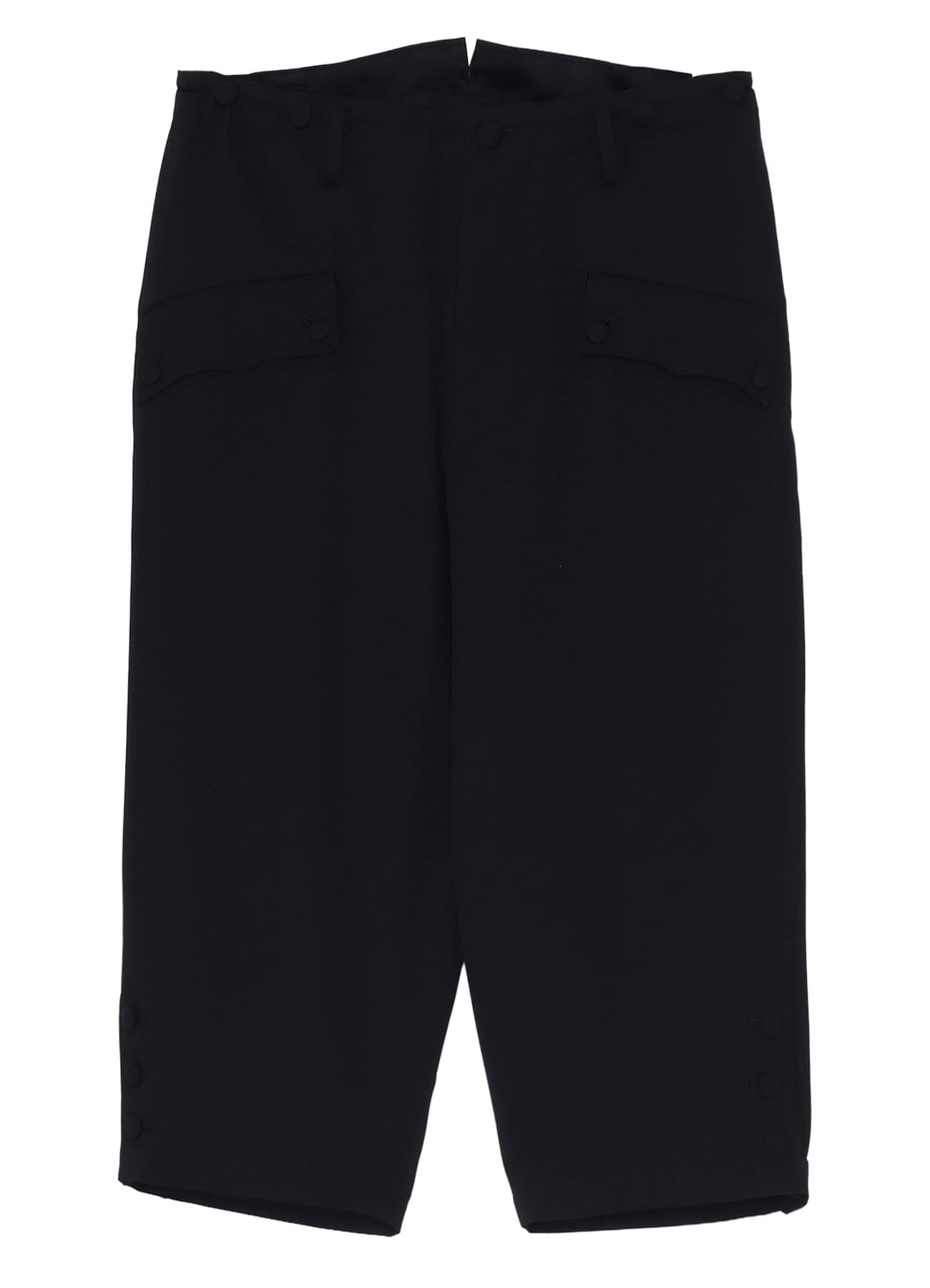 WOOL GABARDINE HEM OPENED SUSPENDER PANTS