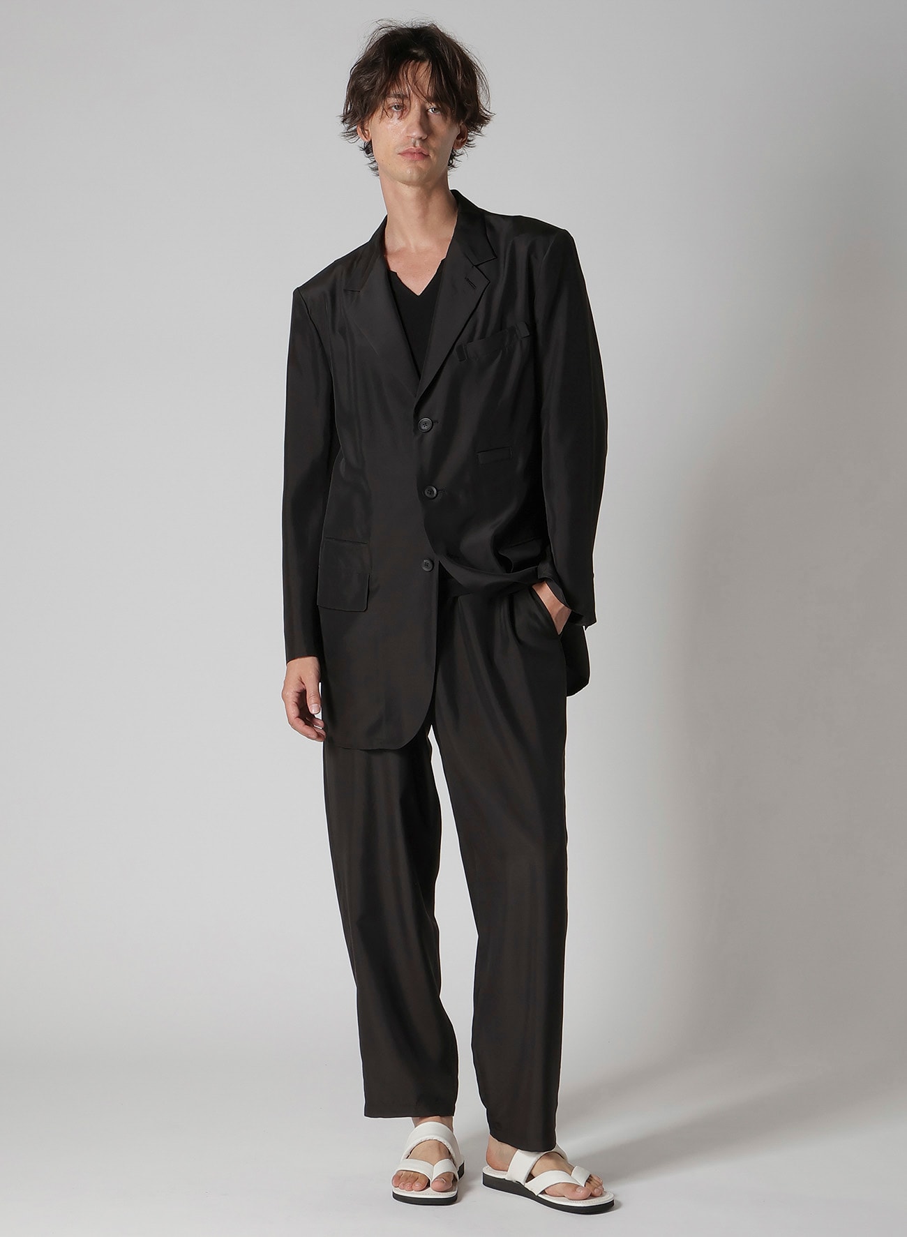 SILK HABUTAE DESIGNED BOX POCKET PANTS