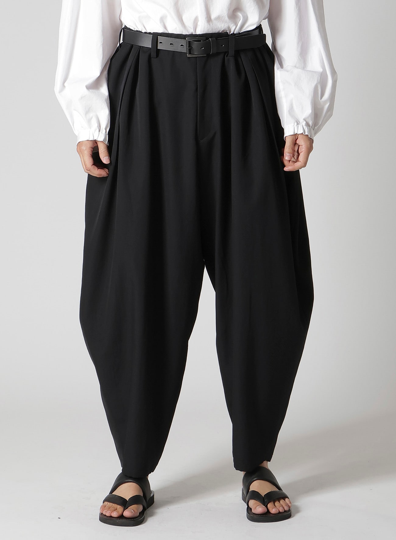 WOOL GABARDINE OUTER DRAPE PANTS