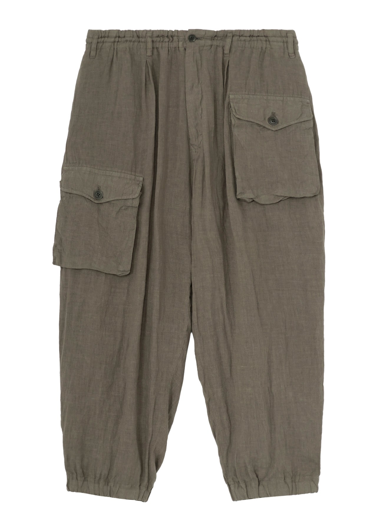 GARMENT-DYED LINEN SIDE TUCK POCKET PANTS