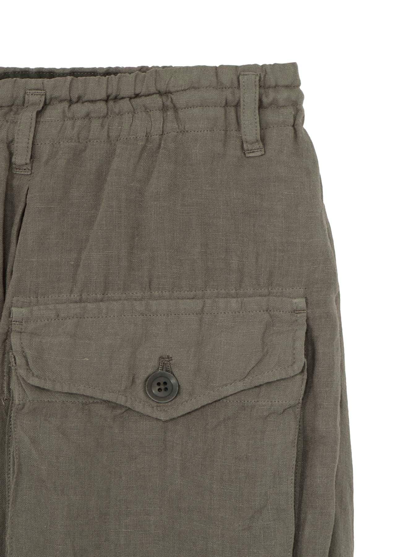 GARMENT-DYED LINEN SIDE TUCK POCKET PANTS