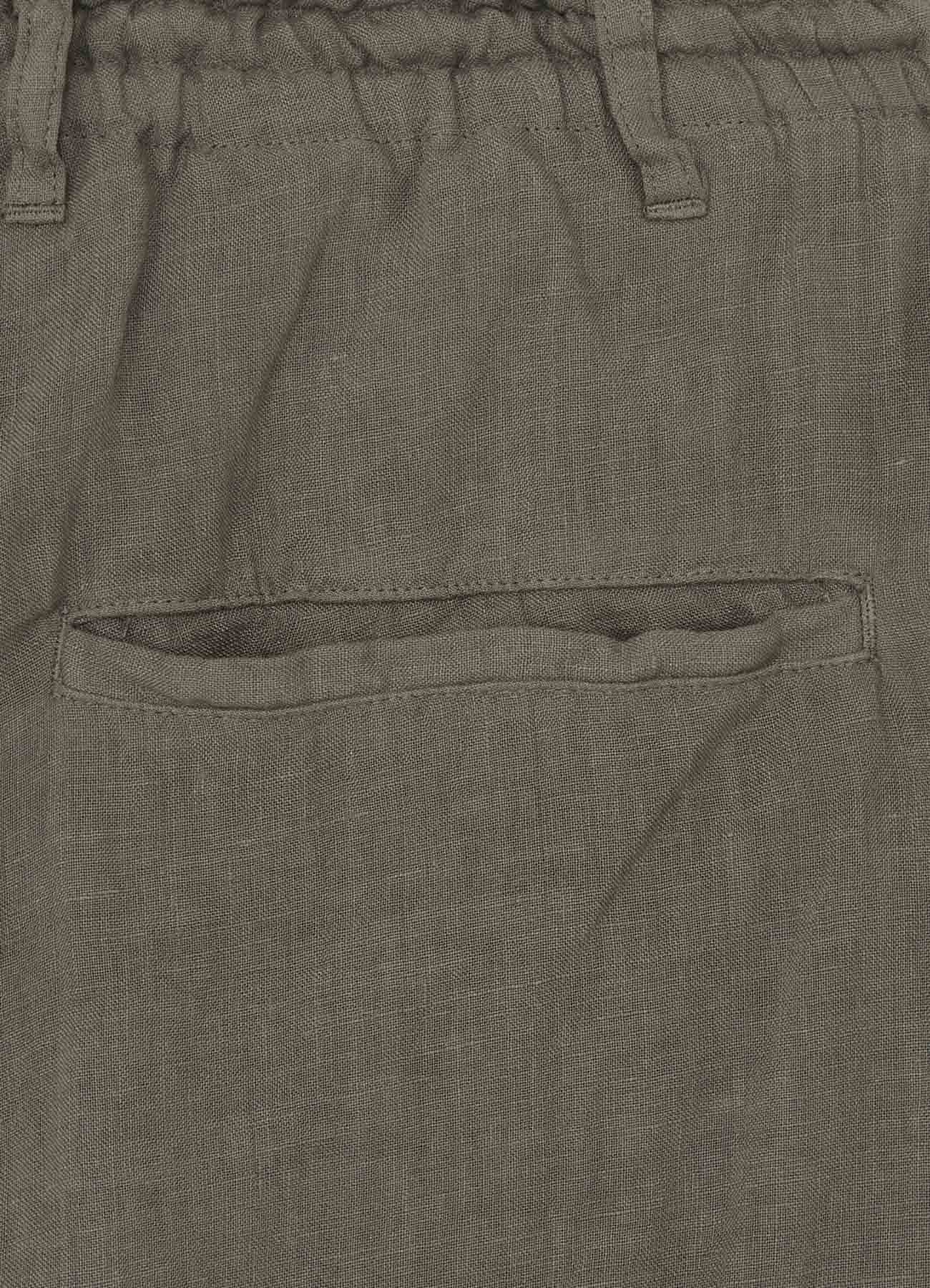 GARMENT-DYED LINEN SIDE TUCK POCKET PANTS