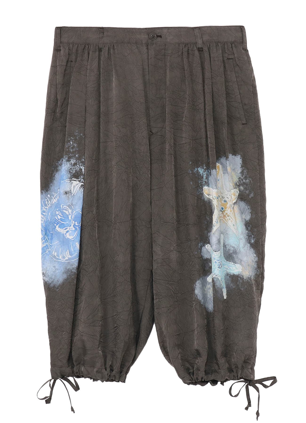 <PIECE UNIQUE/AOYAMA>INK DYED WRINKLE CUPRO HALF PANTS