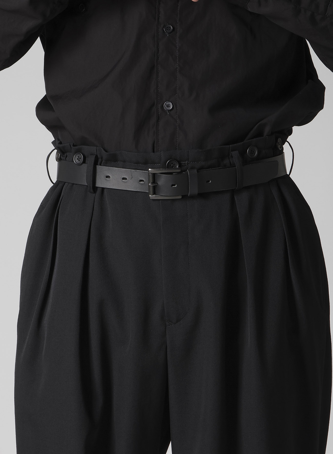 WOOL GABARDINE 2 TUCKS SUSPENDER PANTS