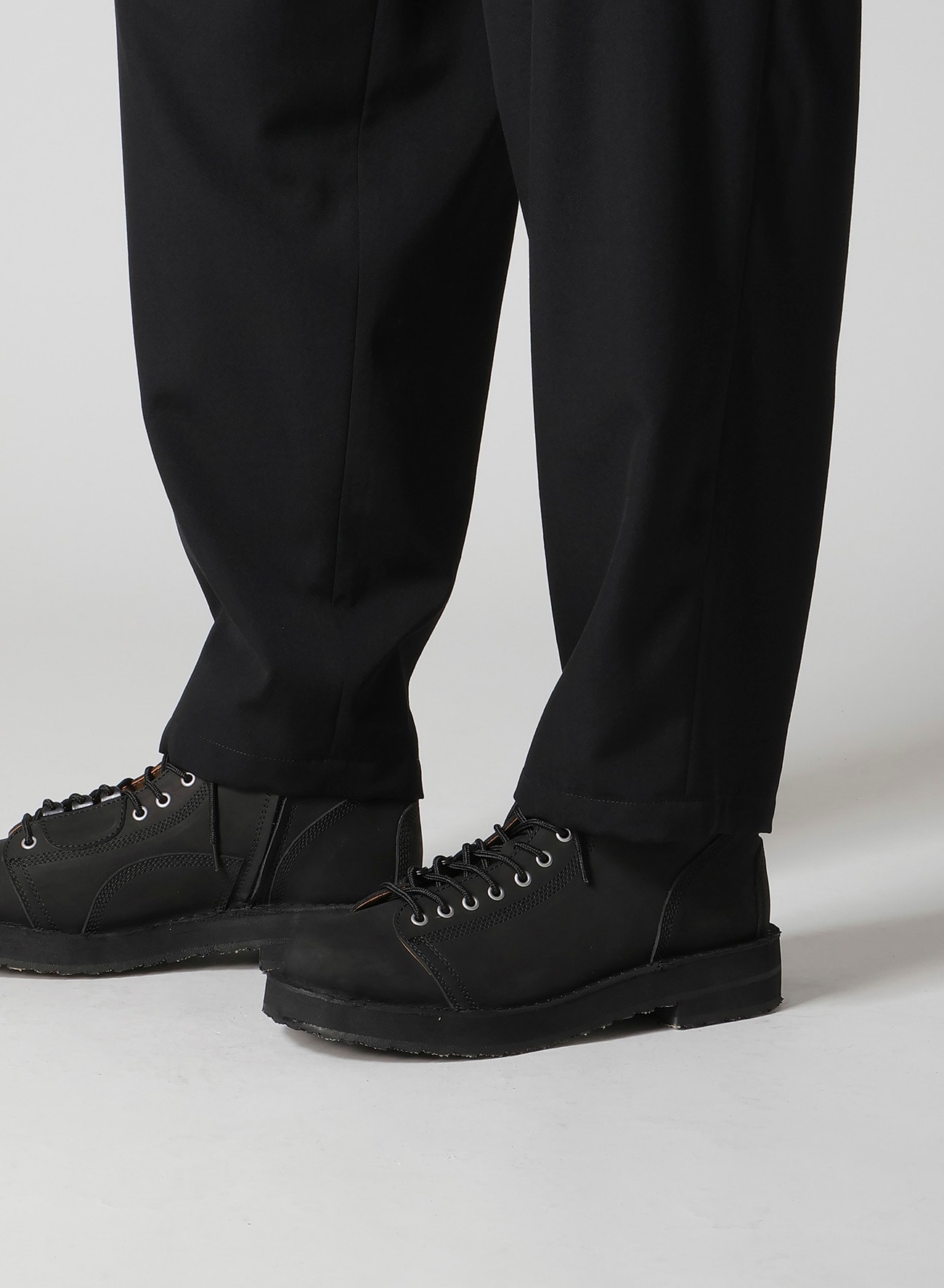 WOOL GABARDINE 2 TUCKS SUSPENDER PANTS